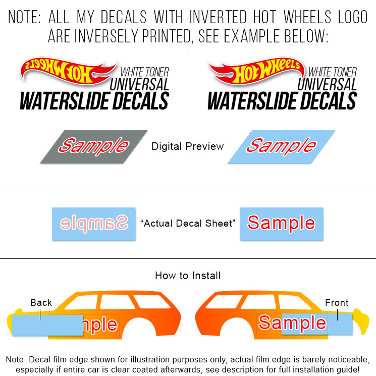 1/64 Scale ZERO FIGHTER WaterSlide Decals White Toner Universal for Hot Wheels