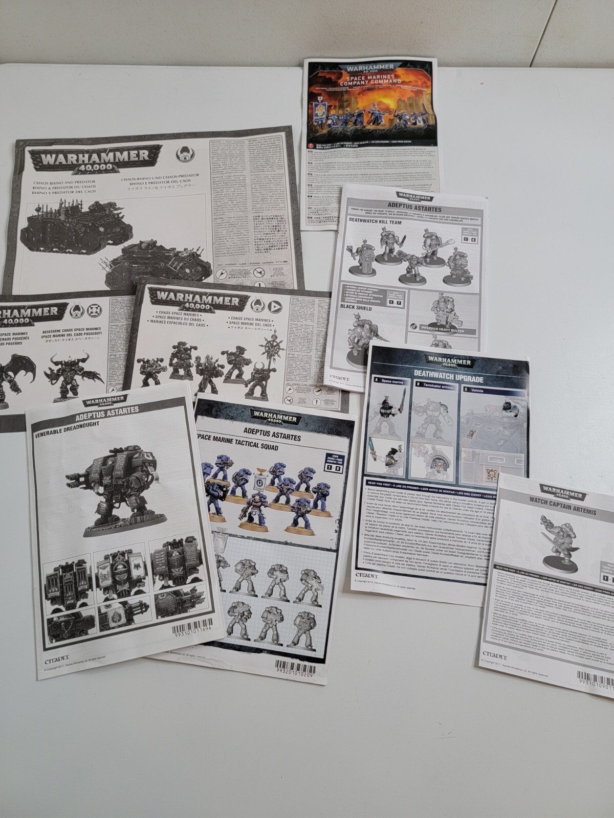 Warhammer 40K Space Marine Assembly Instructions Lot Used Rhino Dreadnaught More