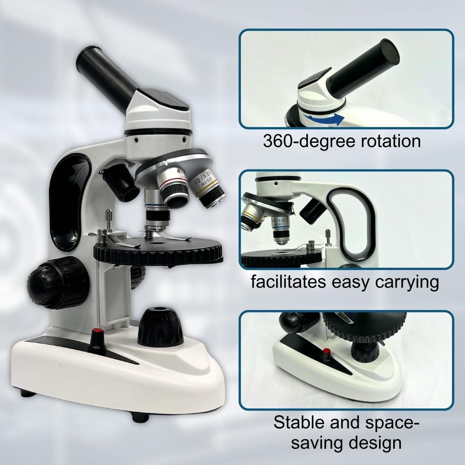 Monocular Compound Microscope for Adults&Study Beginners,- 40X-2000X,Lighting...
