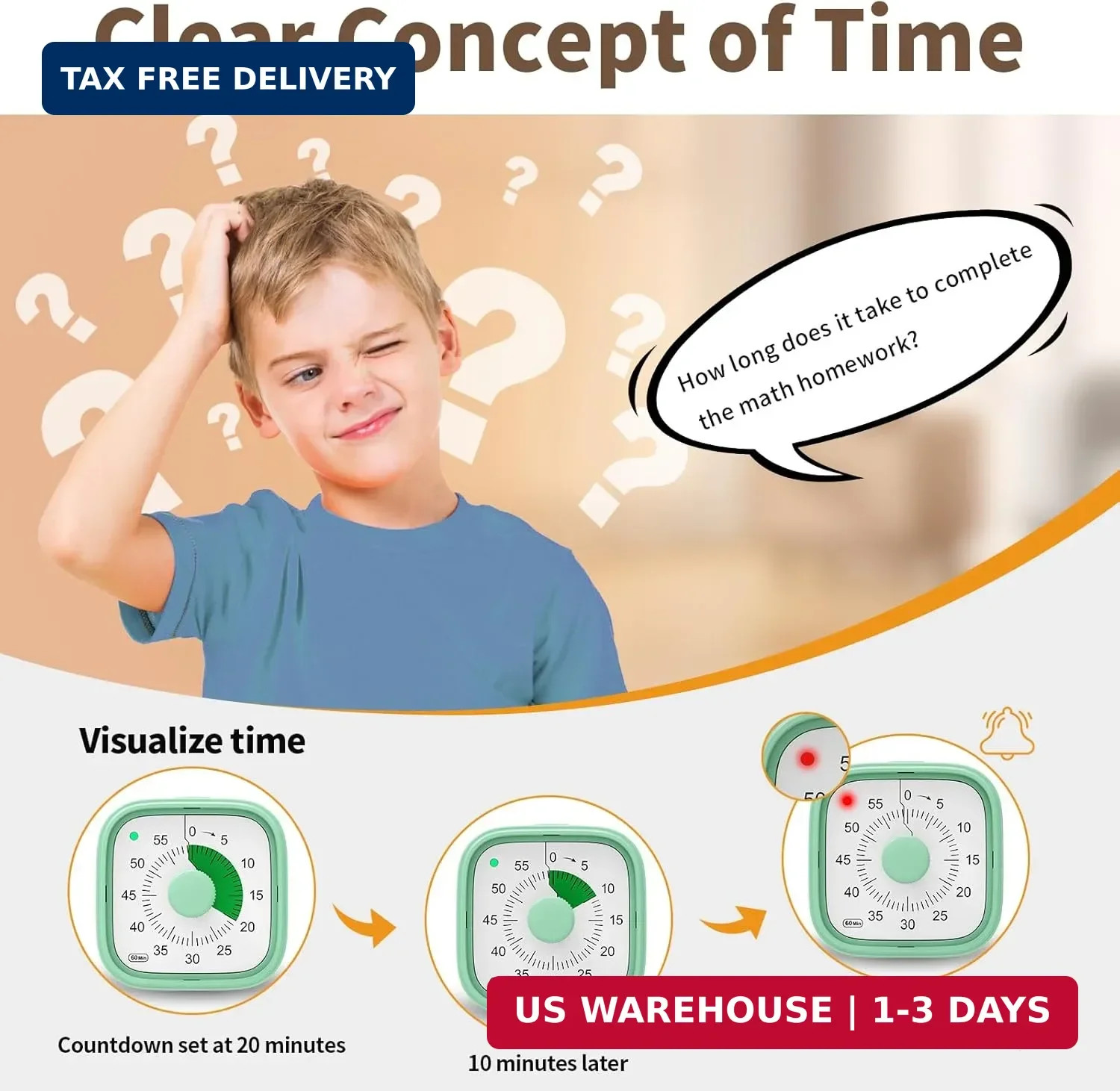 Visual Timer, Pomodoro Timers for Kids Adults, 60-Minute Countdown Desk Timer fo