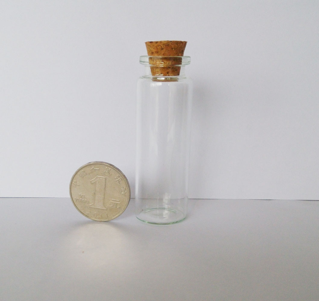 10 pcs 22*65mm 15ml small glass vials with cork tops bottles Little empty jars