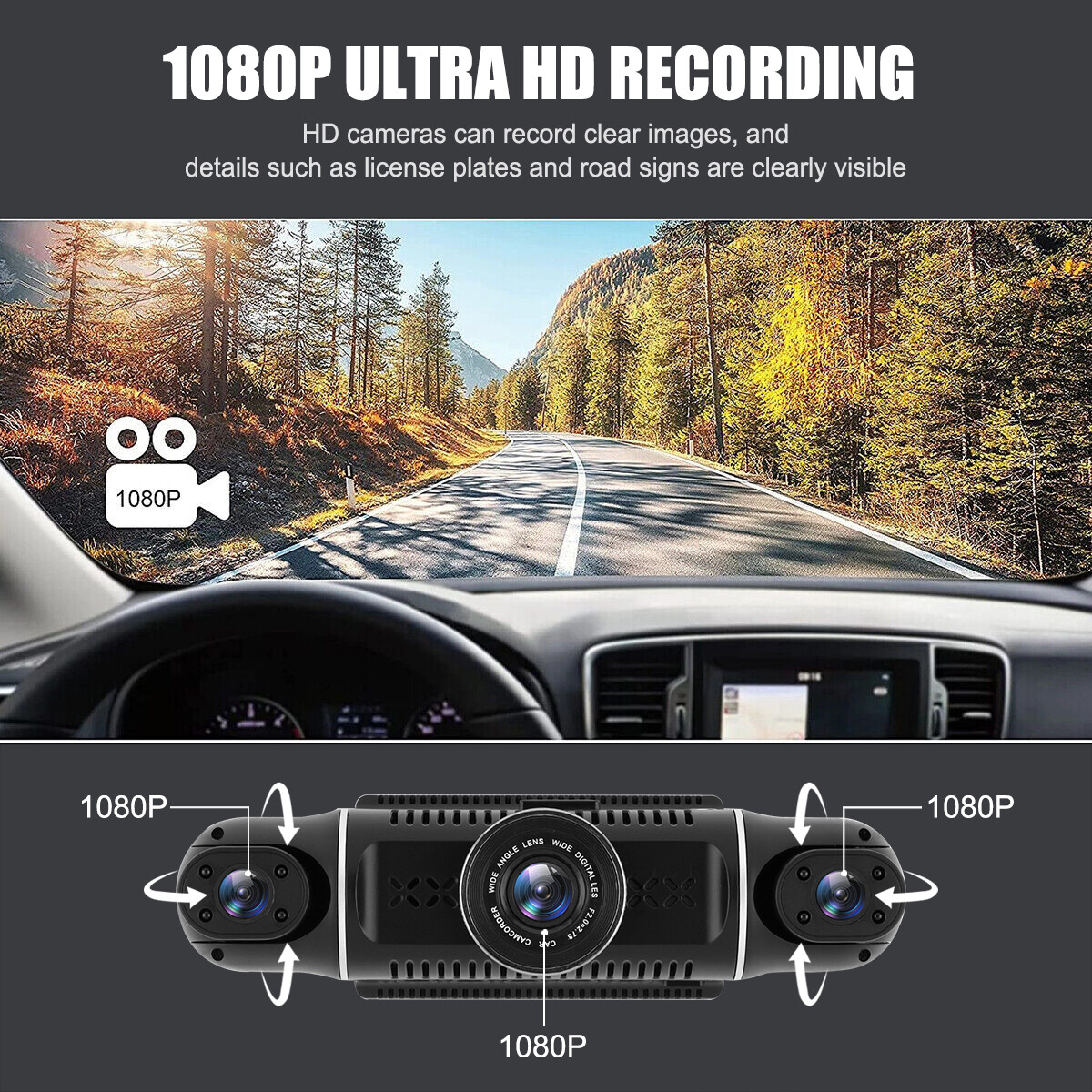 4 Channel Car Dash Cam HD 1080P WiFi DVR Video Driving Recorder Night Vision NEW