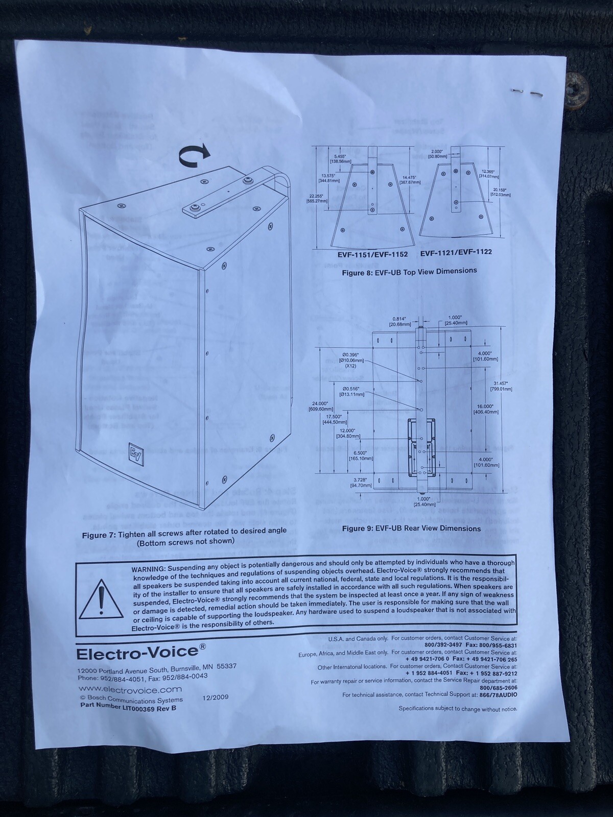 Electro-Vioce EVF Speaker Wall/Ceiling U Bracket.