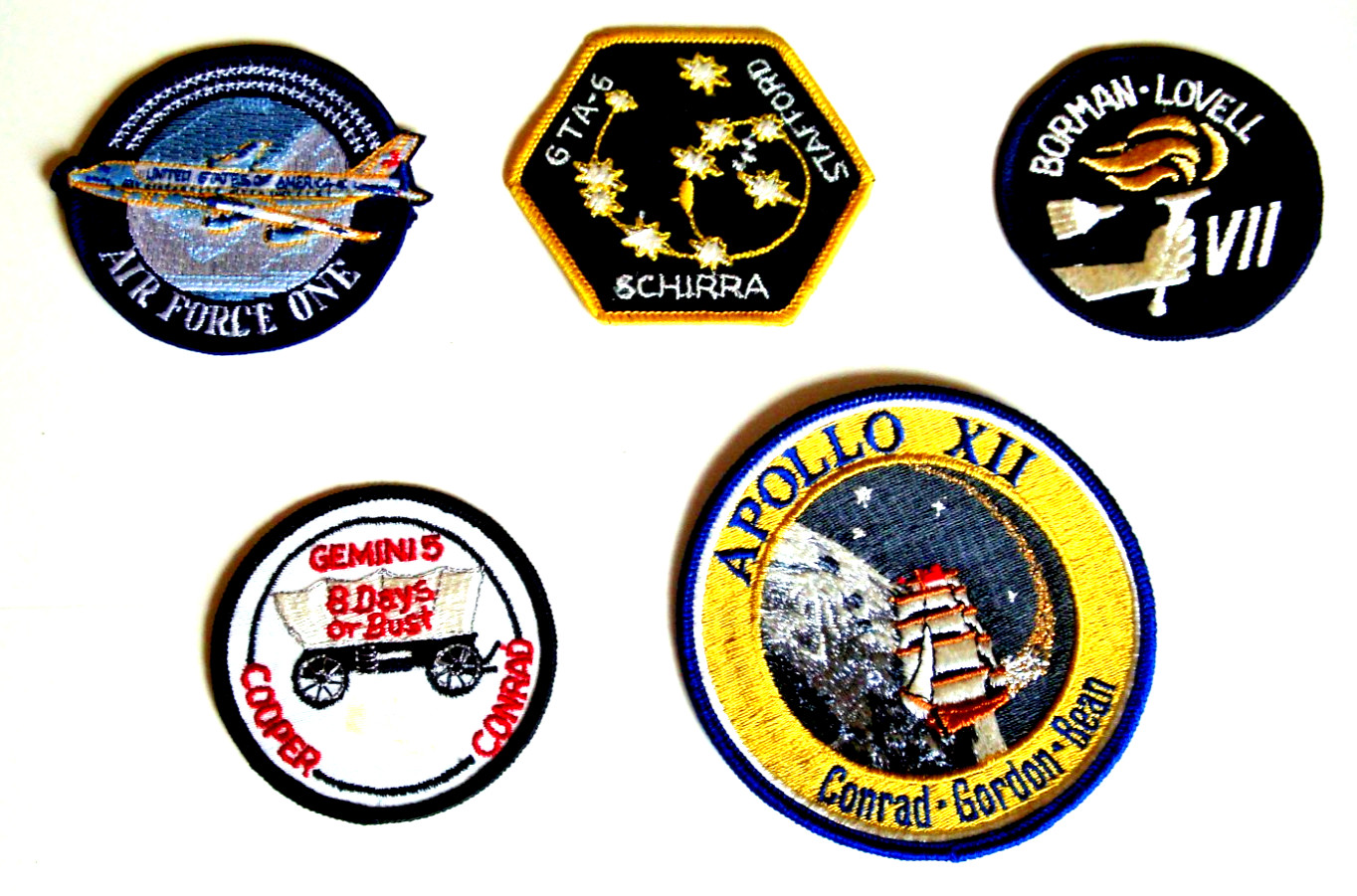 NASA APOLLO XII AIR FORCE ONE PATCH ORIGINAL VINTAGE 5 ITEMS
