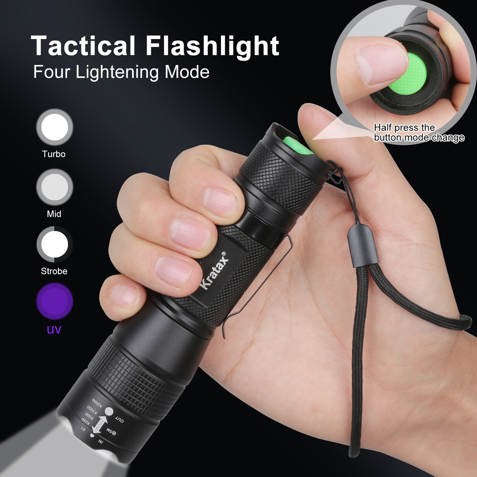Small & Extremely 5.3oz Zoomable LED Tactical Handheld Flashlight with Batteries