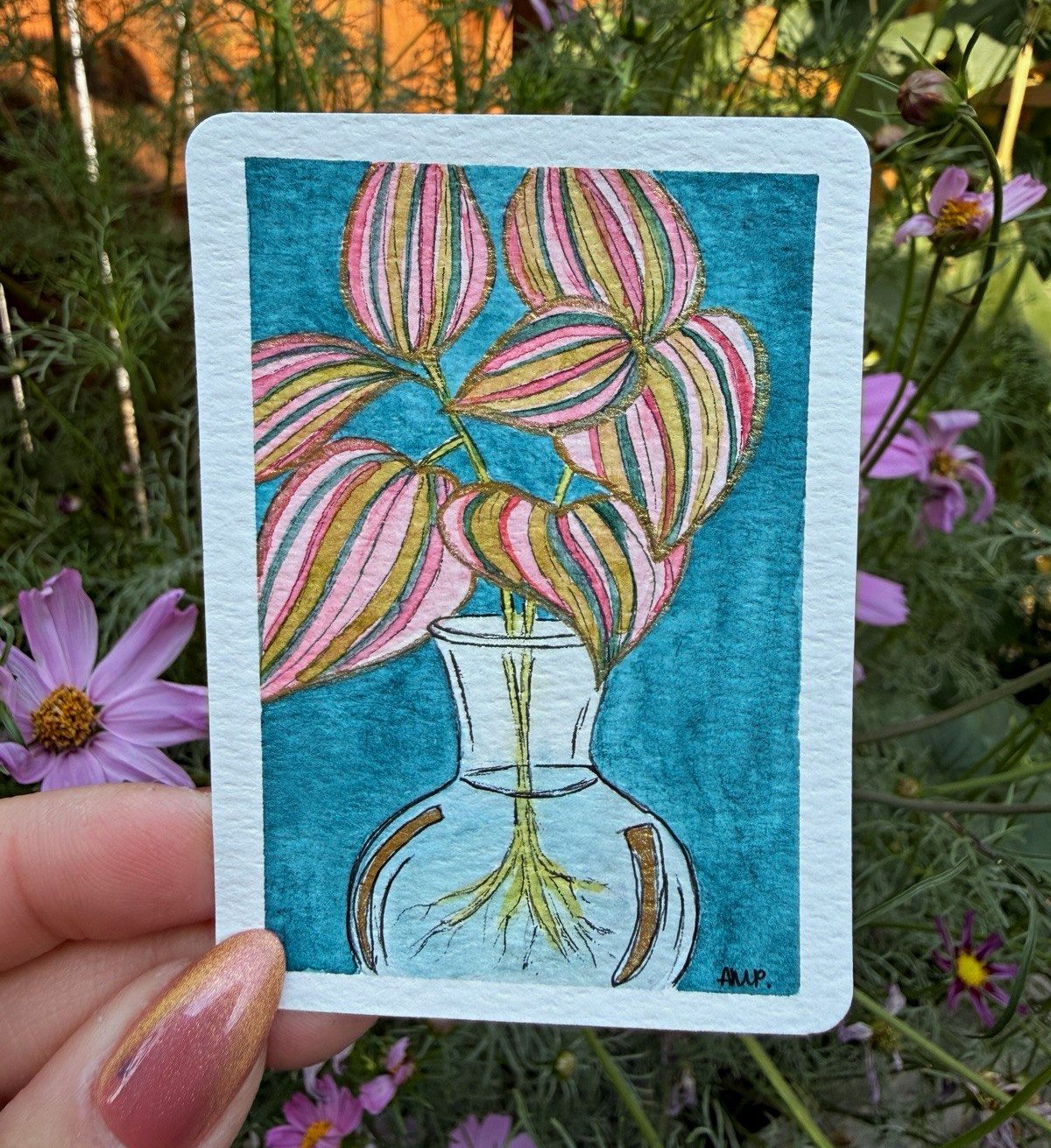 ACEO, Original Plant Illustration, Watercolor & Ink, craftyishbydrea, OOAK