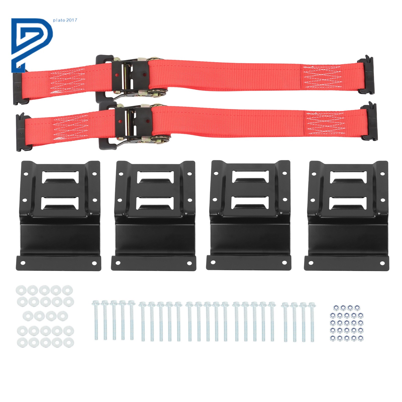 E Track System Red Wheel Chock Tie Down Kit Tire Ratchet Straps Wheel Chocks