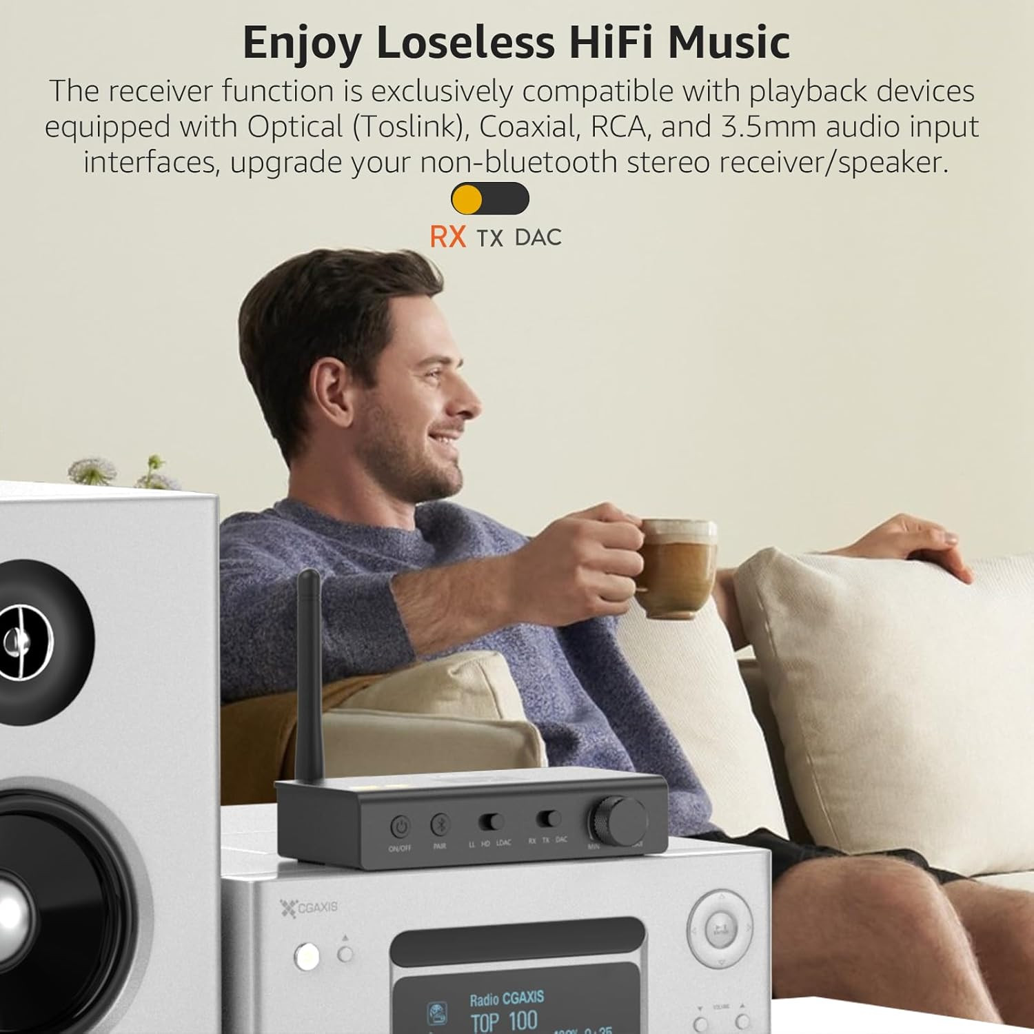 DS700 Hifi Bluetooth Audio Transmitter Receiver for TV, Long Range Wireless Adap