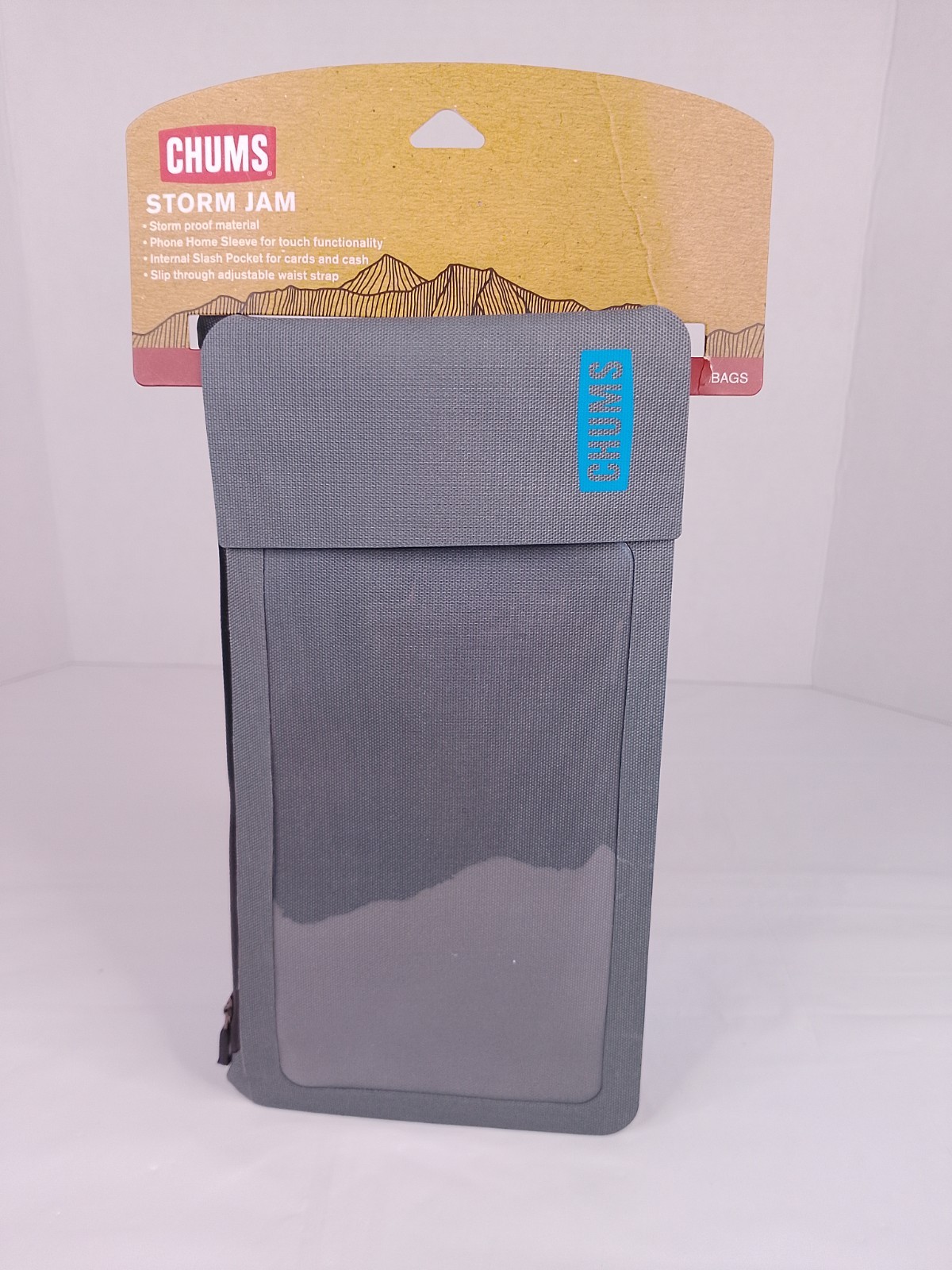 Chums Storm Jam Waterproof Waist Pack Phone Sleeve Grey  New With Tags