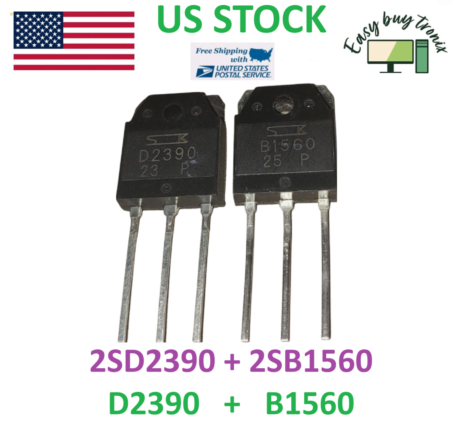 2pairs 4PCS GENUINE SANKEN 2SB1560/2SD2390 B1560/D2390 Integrated Circuit TO-3P