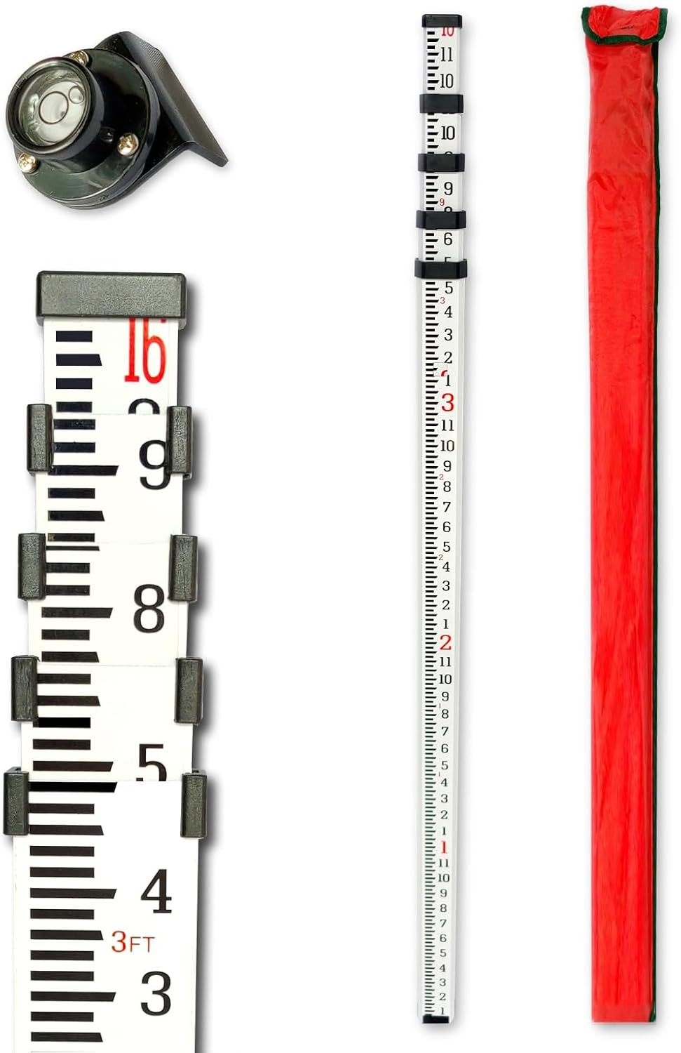 Grade Rod，16-Foot Aluminum Grade Rod - 10ths，Grade Stick for Laser Level，Surv...