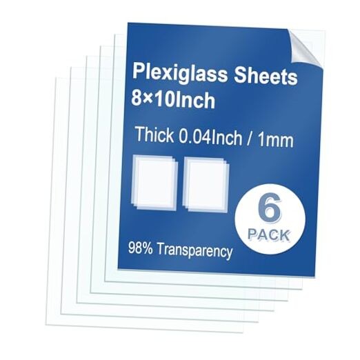 Pack Clear Plexiglass Sheets Thin PET Plexi Glass Sheets for 8×10×0.04In 6