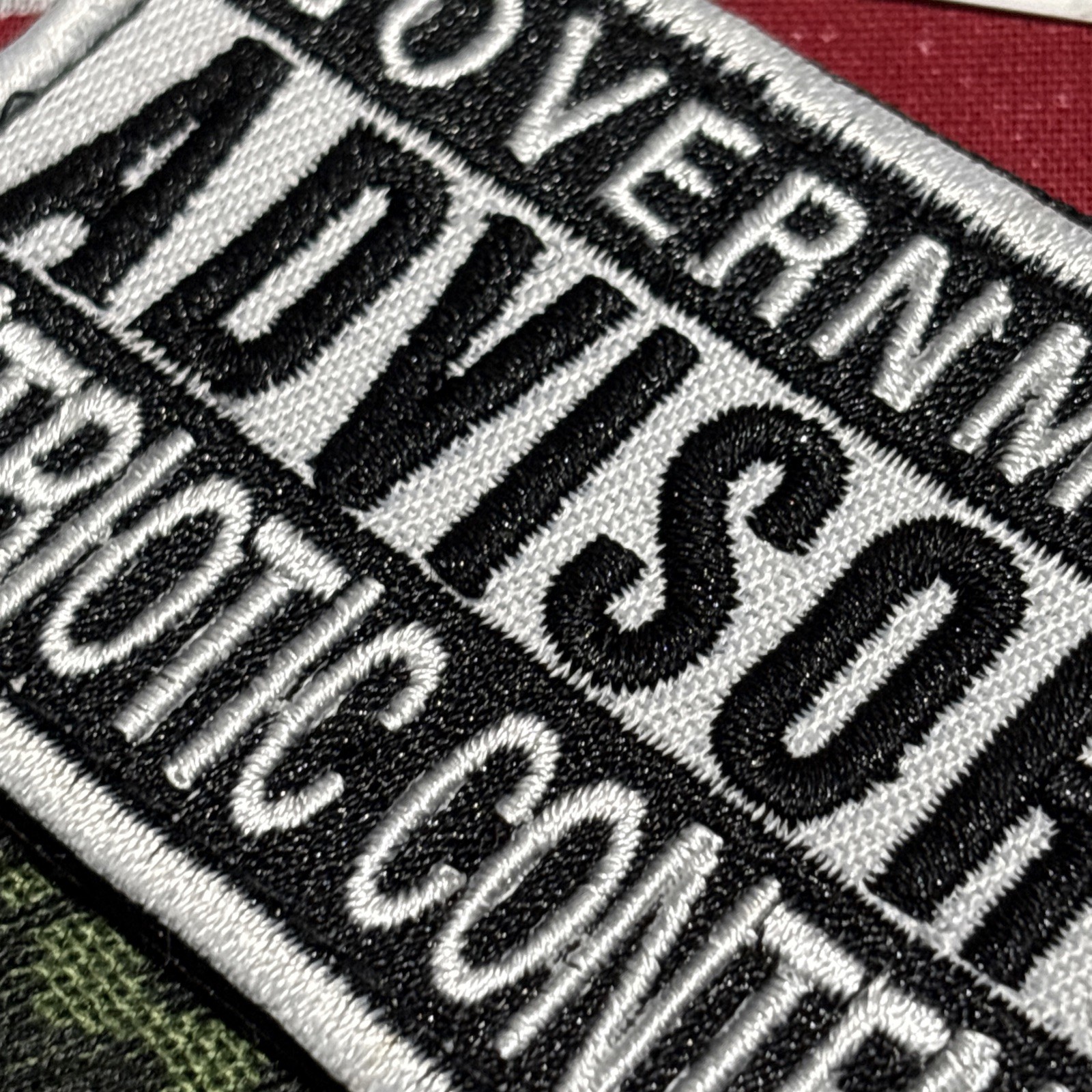 Patriotic Content Patch 3x2.5” Hook & loop High Quality Embroidery Grey