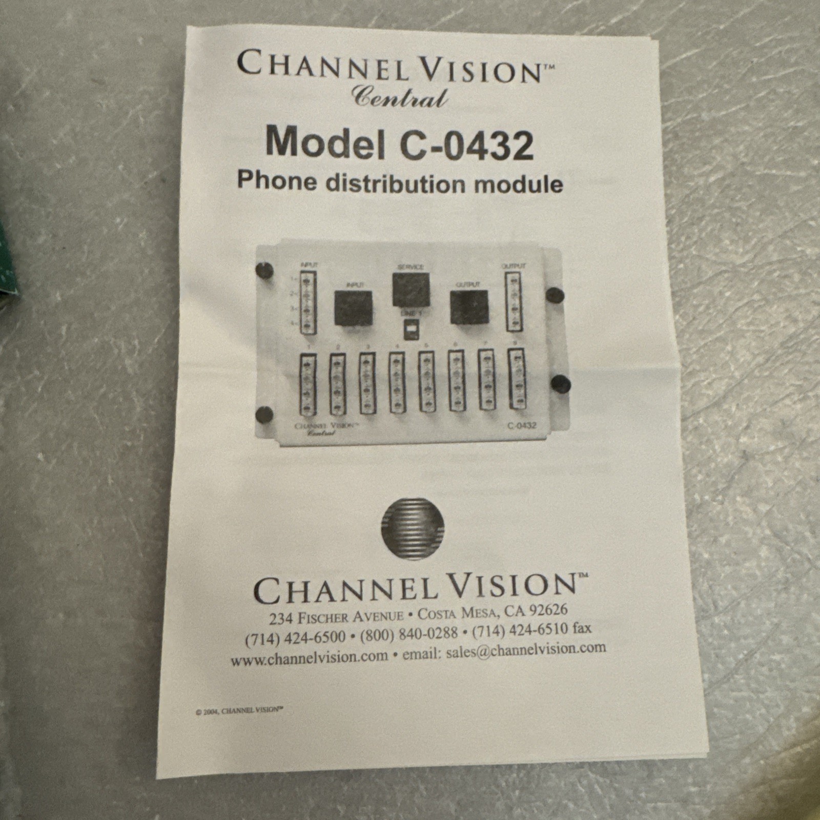 NEW Channel Vision Central C-0432 Telephone Distribution Module