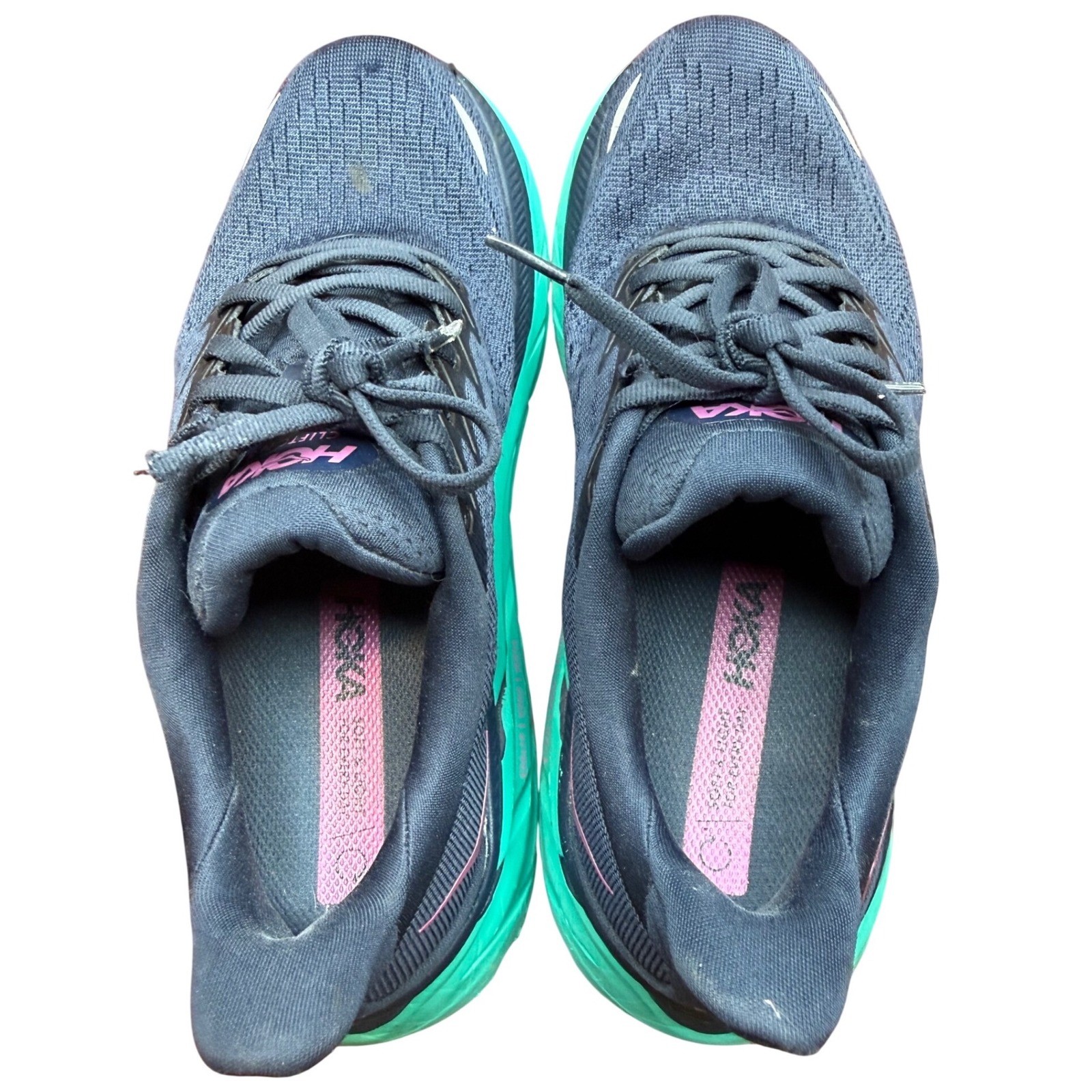 Hoka One One Clifton 8 Womens 7B Navy Blue Teal Pink Running Shoes 1119394 OSAT