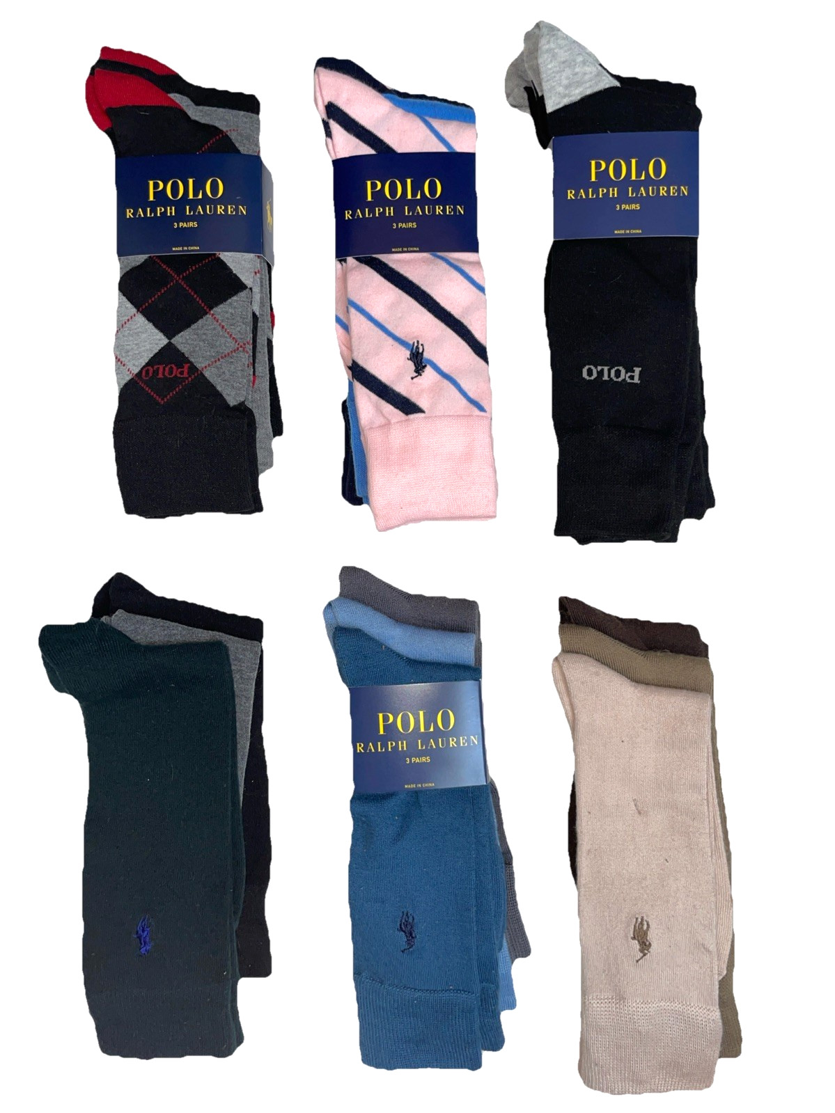Polo Ralph Lauren Men’s Dress Socks, 3 Pairs, Solids & Prints; Sock Sz 10-13 NEW