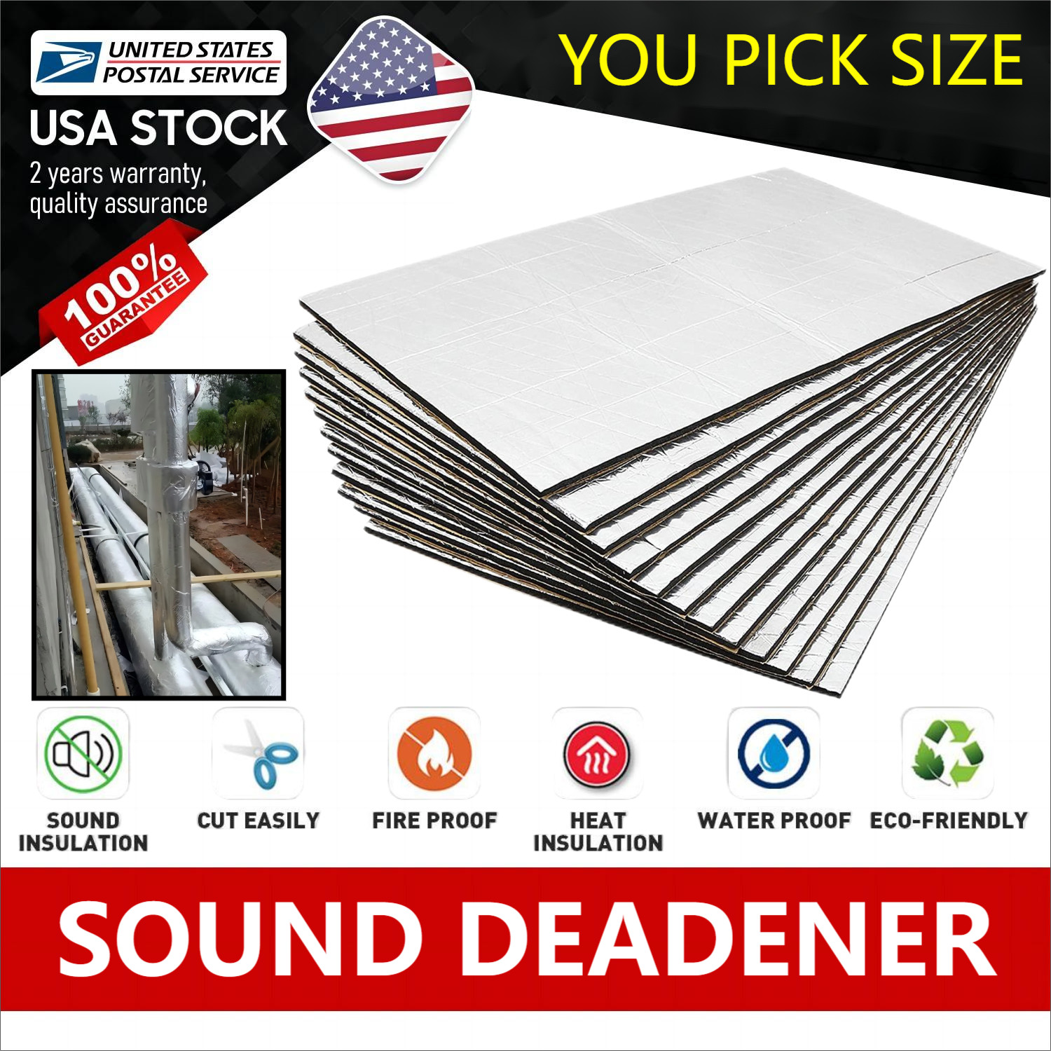 Free Choice 10-100Sheet Heat Sound Deadener Insulation Mat RADIANT BARRIER 7MM