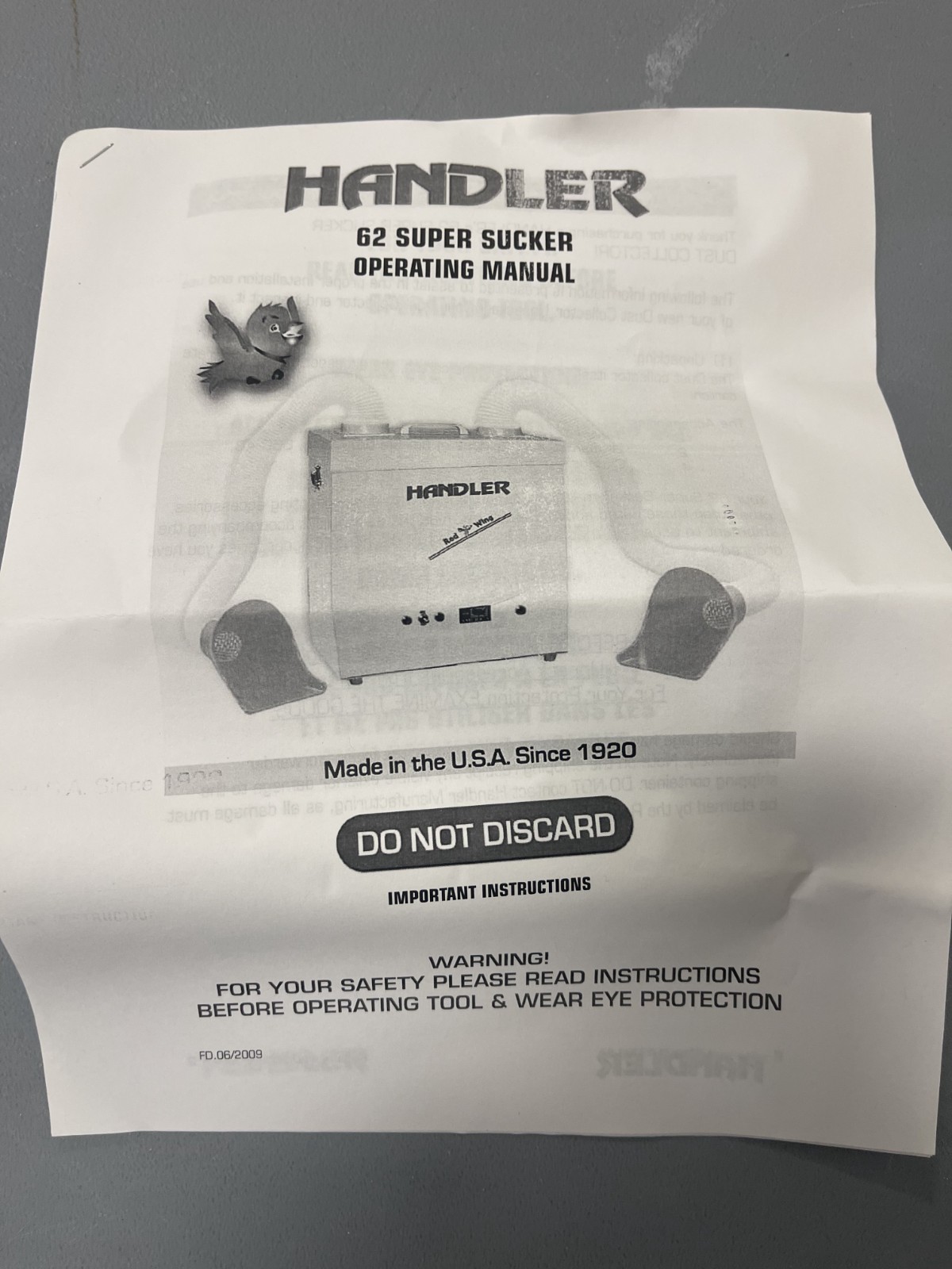 Handler Super Sucker Dust Collector System No 62
