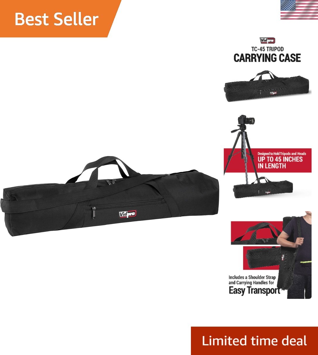 Tripod Case 45 Inch Heavy Duty Nylon Zipper Shoulder Strap Handle