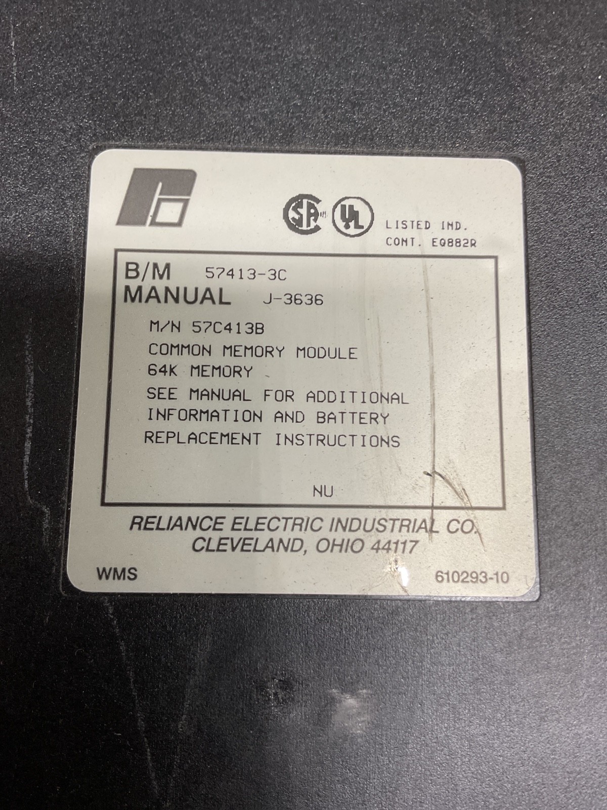 Reliance Electric 57413-3C Common Memory Module #4006F139SI