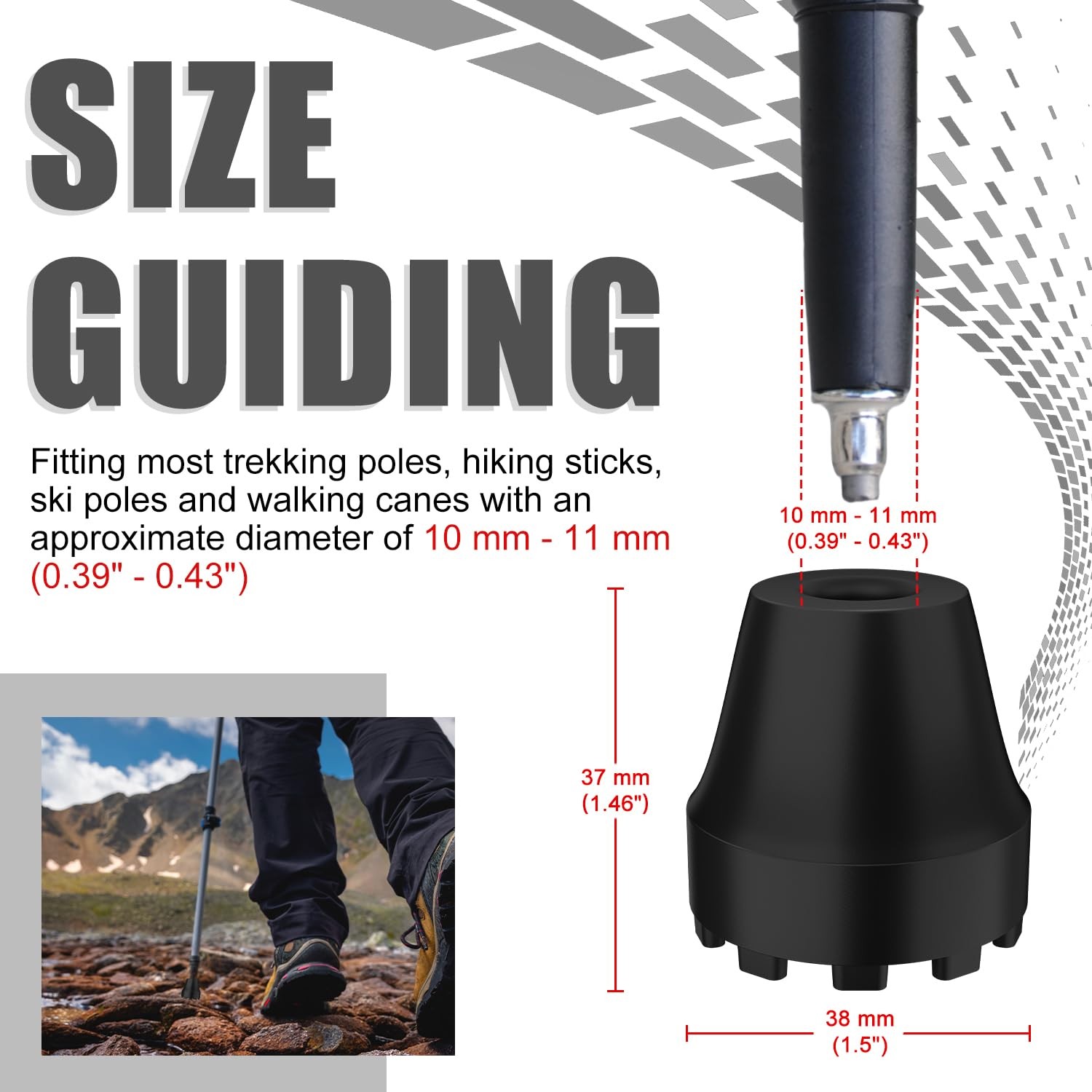 supregear Trekking Pole Tips, Replacement Rubber Tips for Walking Sticks, Ant...