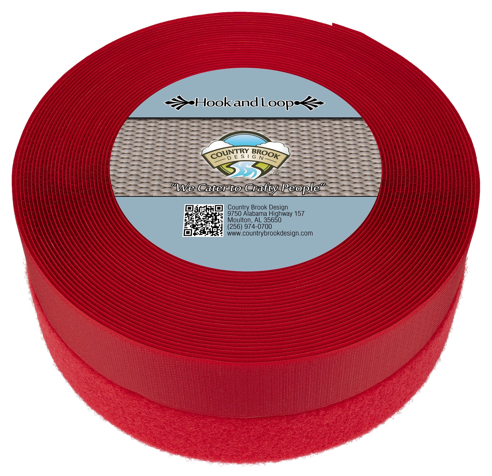 Country Brook Design® Red Sew On Hook And Loop (2 inch, 25 yards)
