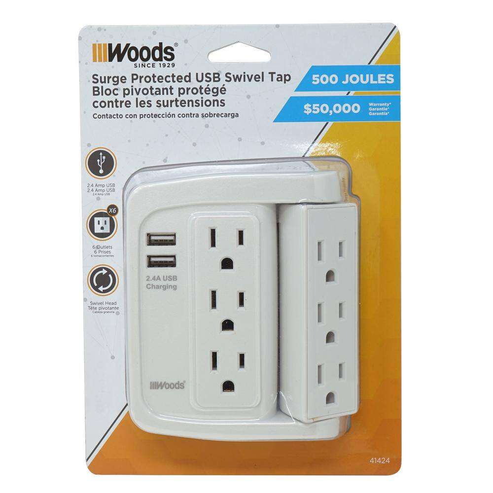 6-Outlet Surge Tap with Phone Cradle
