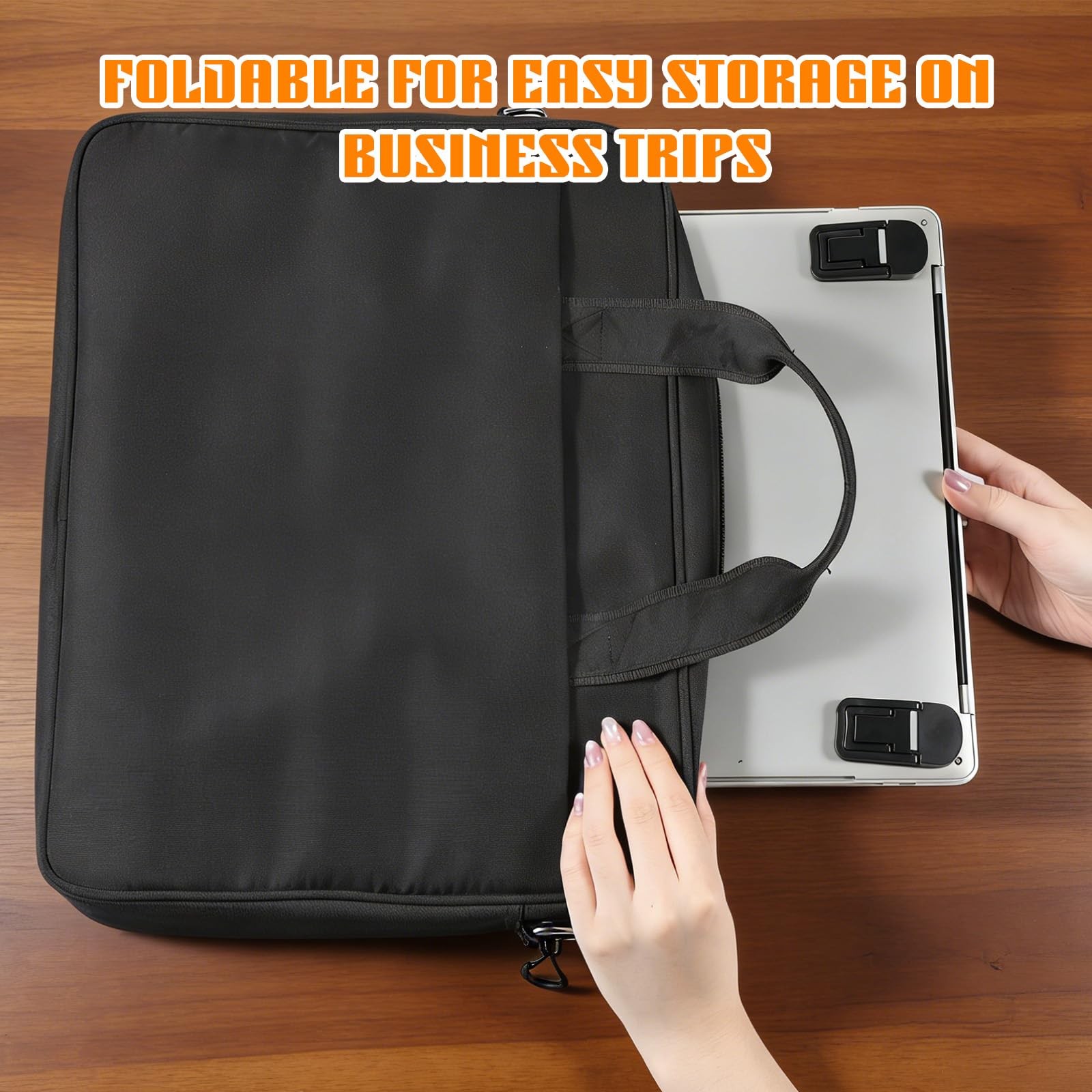 Portable Keyboard Riser Mini Foldable Laptop Stand Adjustable Feet Black 2PCS