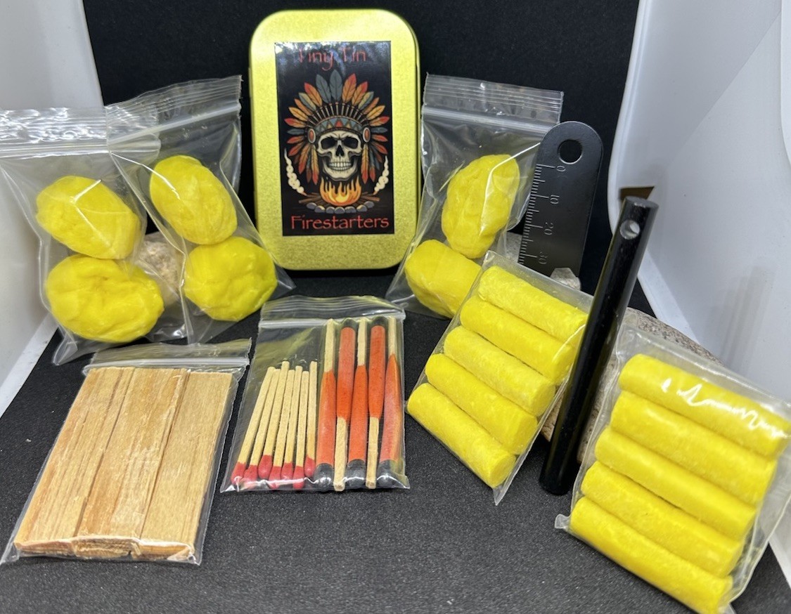 Fire Starting Kit Ferro Rod Prepper SHTF Fat Wood Fire Plugs Bug Out Bag Camping