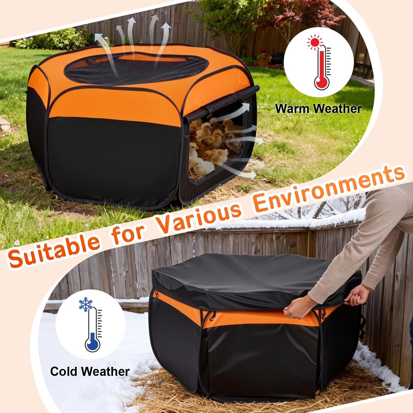 Brooder Box for Chicks Starter Kit, Dual Doors Chicken Brooder Playpen | Incl...