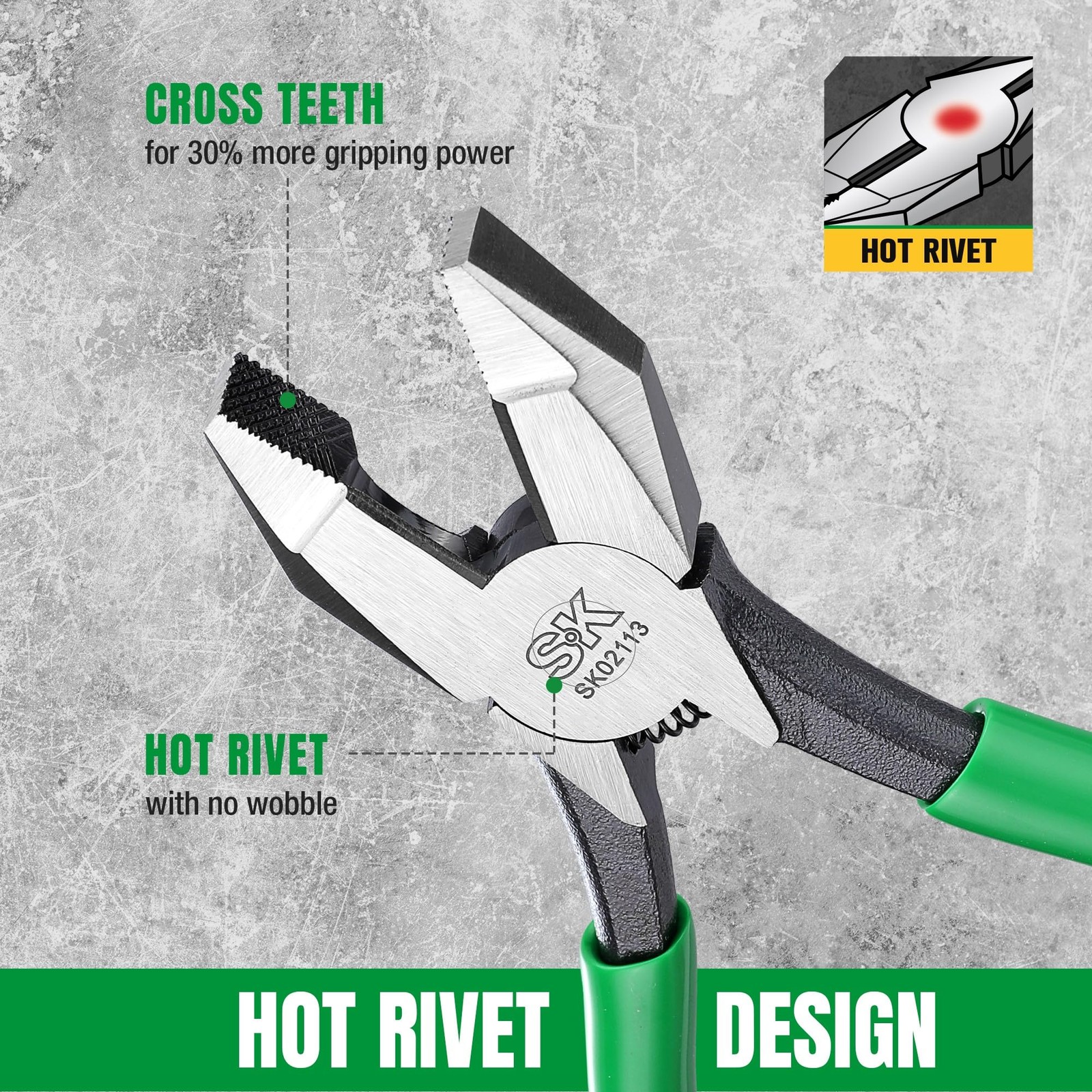 9 Ironworker's Pliers, Wire Cutters With Heavy Duty Knurled Jaws, Spring Loaded
