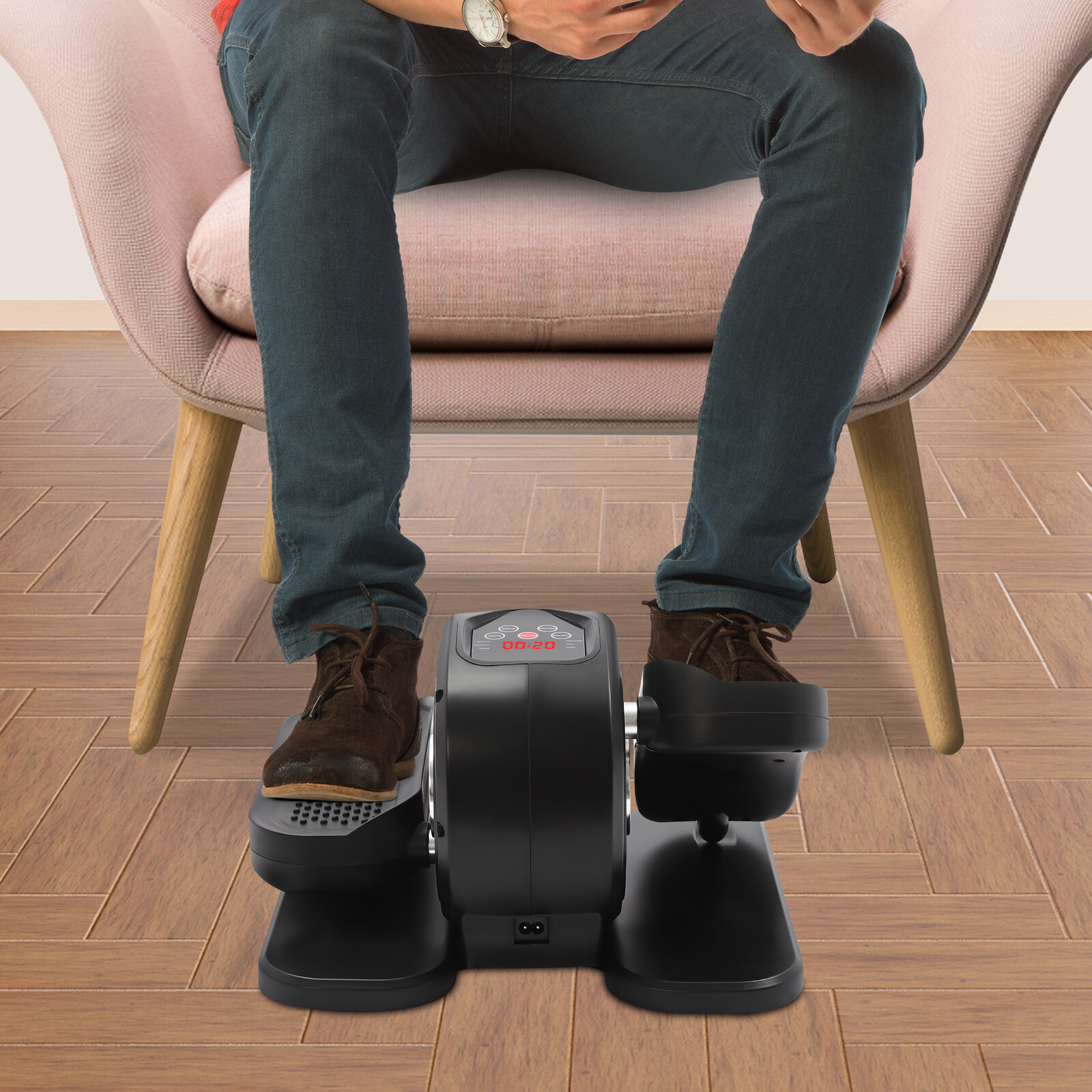 Mini Under Desk Electric Elliptical Trainer Black/Silver With Remote LED