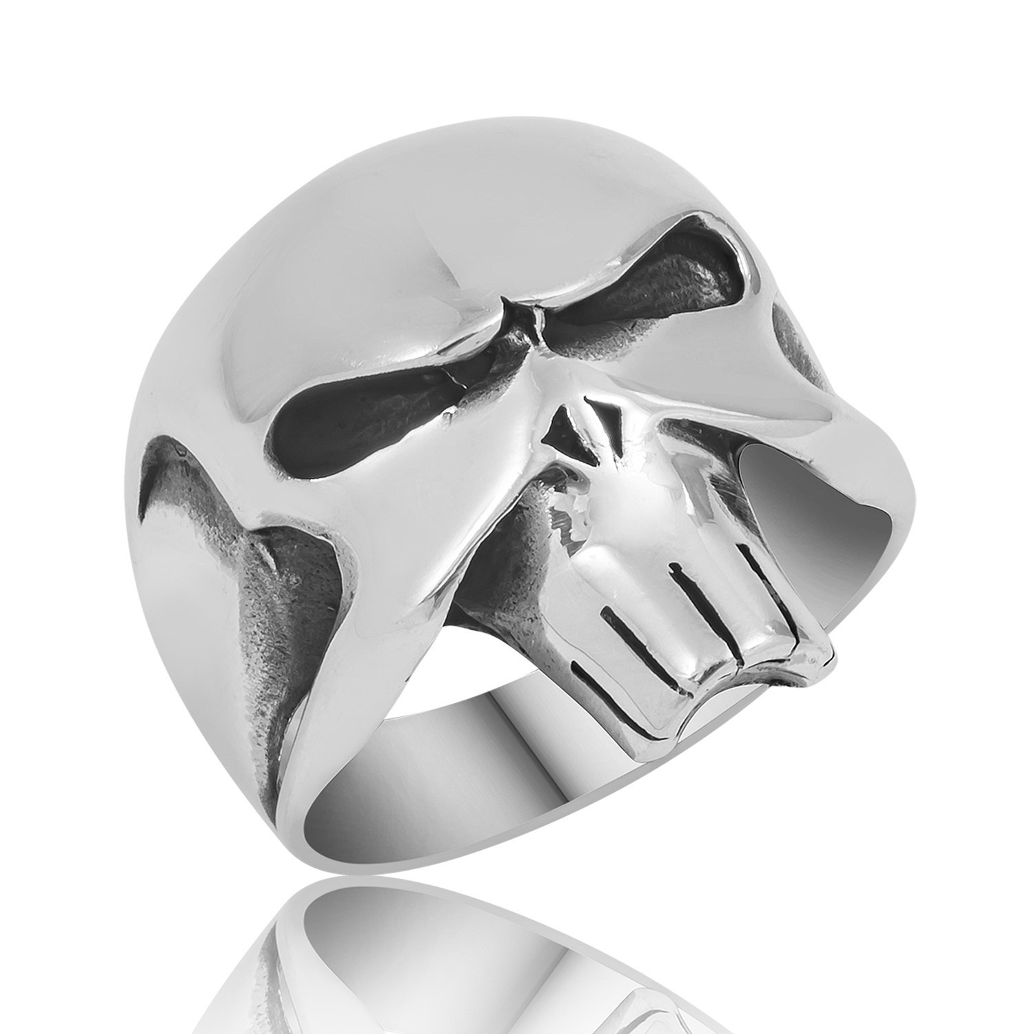 925 Sterling Silver Skull Punisher Men's Ring