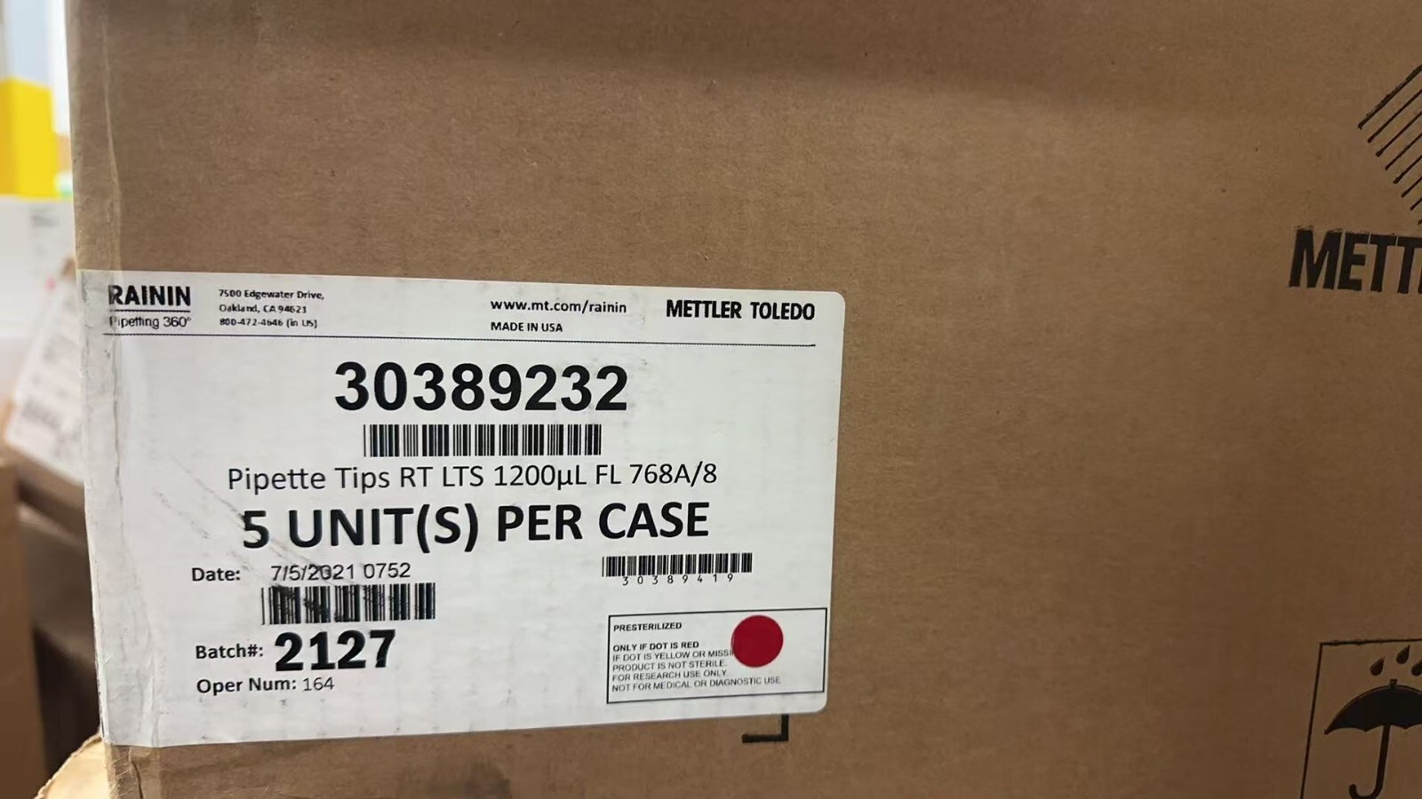 Rainin 30389232 pipette tips RT LTS 1200uL FL 768A/8 case of 5 units new