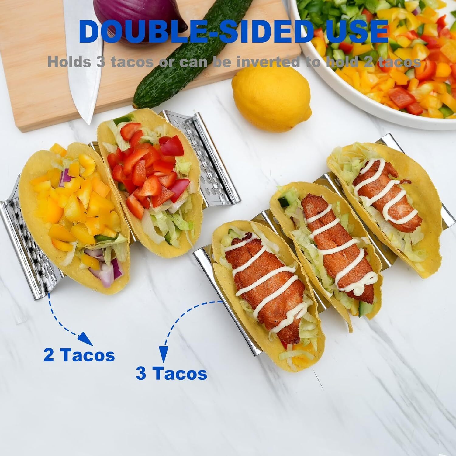Taco Holders Set of 6, Stainless Steel Taco Holder Stand, Stylish Taco Shell Hol