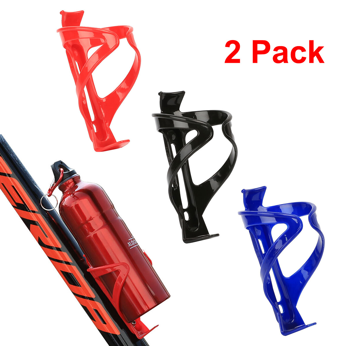 2Pcs Bike Water Bottle Cages Holder Mount Bicycle Cycling Drink Cup Carry Stand