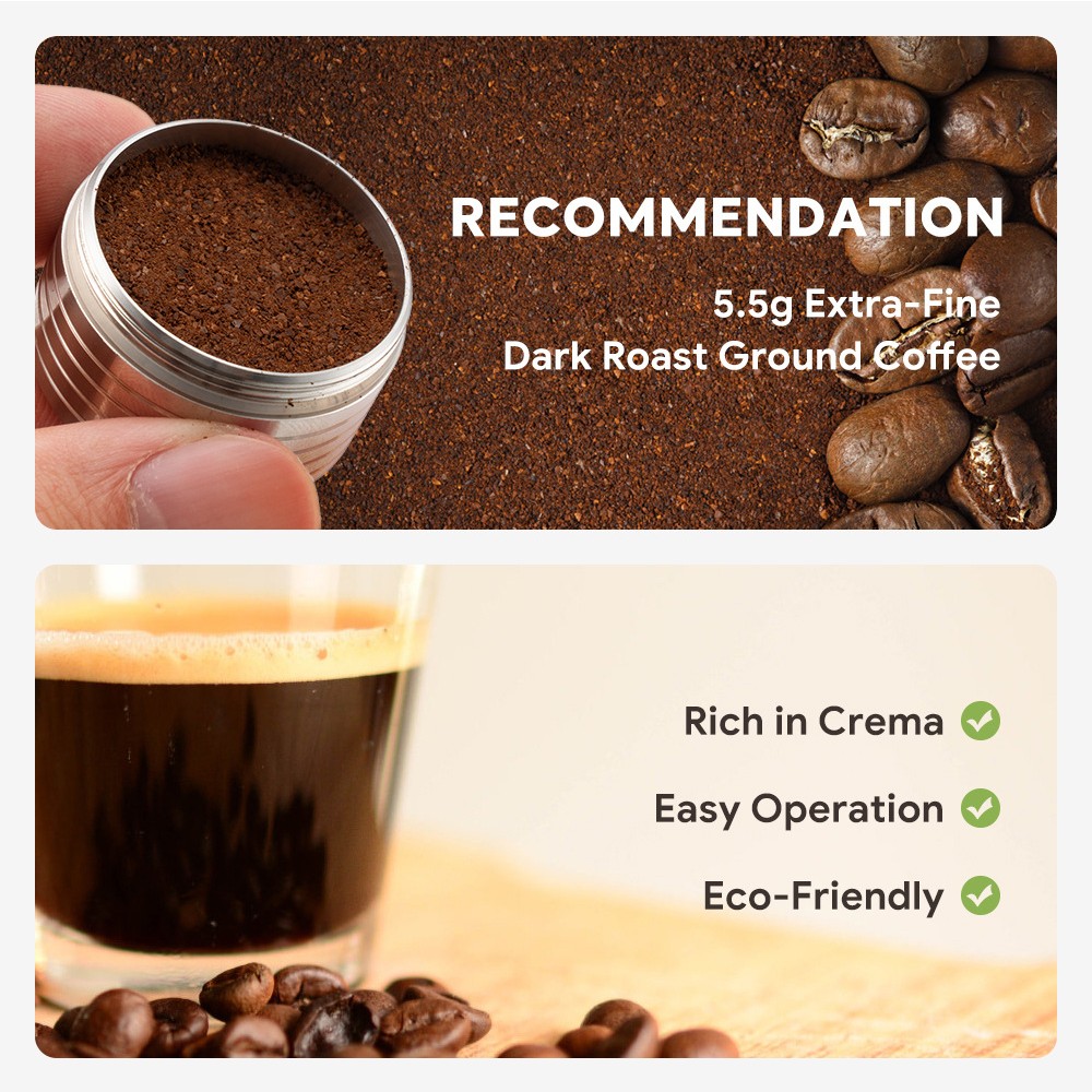 For Essse Coffee Maker Refillable Capsule Coffee Filter Reusable w/ Spoon Brush