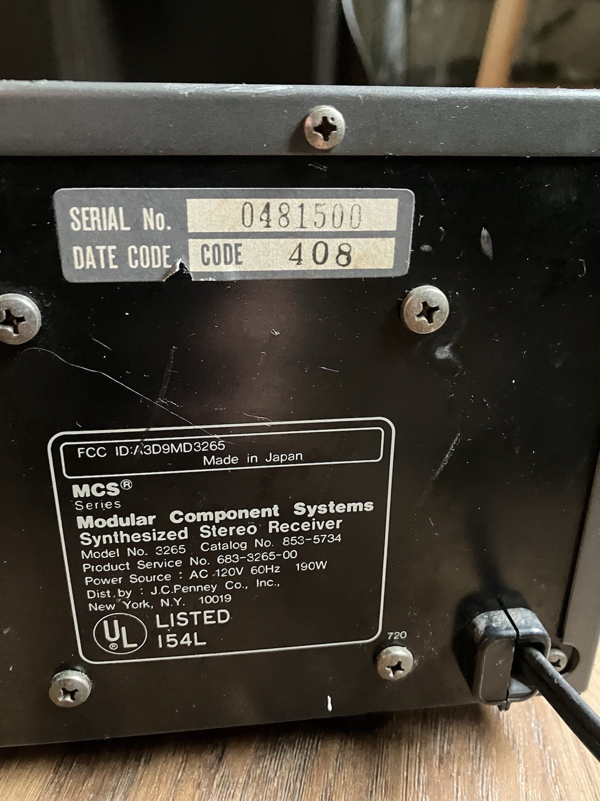 MCS 3625 Modular Component Systems Digital Synthesized Stereo Receiver Tested
