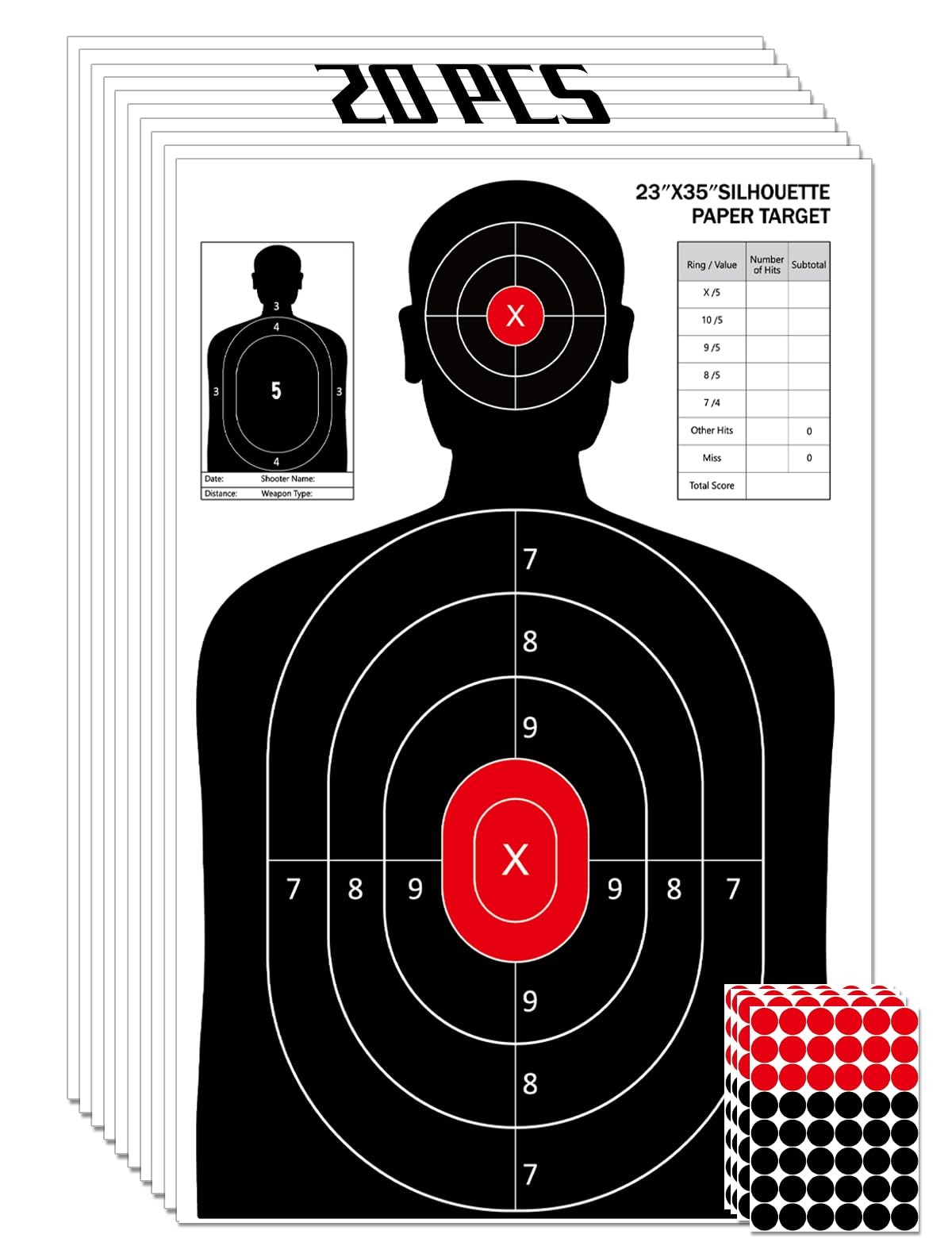 LAKINGO Shooting Paper Targets for The Range, 23x35 Inch Inch, Black