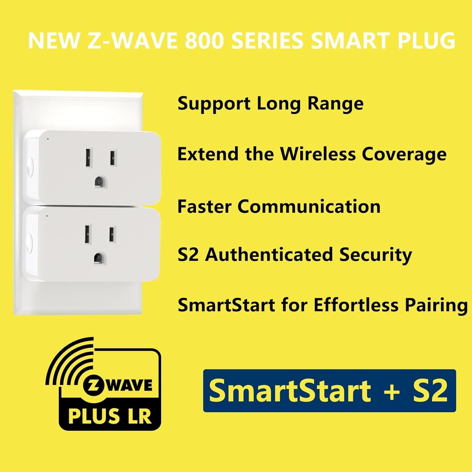 Z-Wave Plug, 800 Smart Plug, Built-in Repeater Range Extender, 1300FT LR Rang...