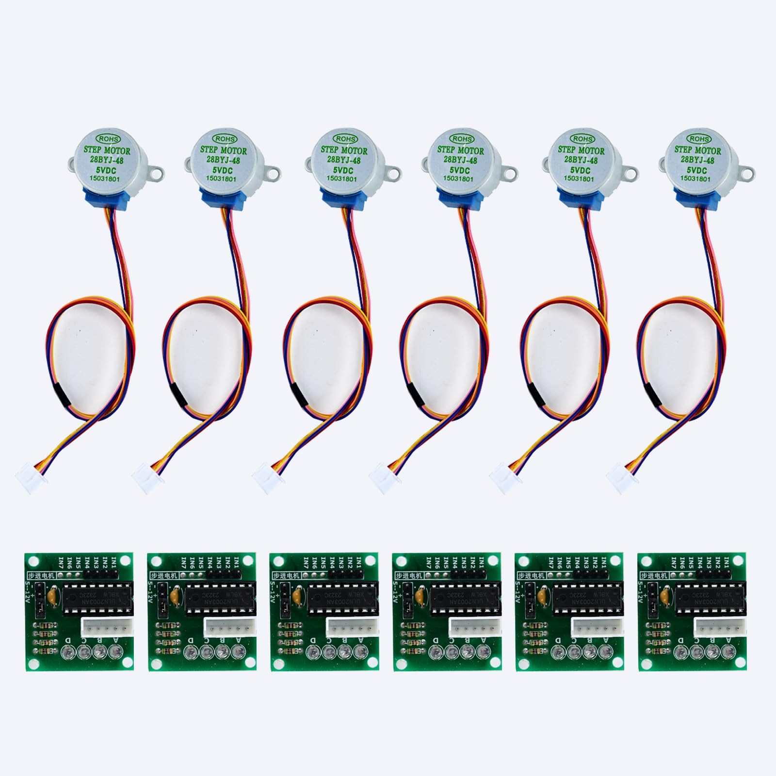 6 PCS ULN2003 Stepper Motor Drive Module 28BYJ48 DC 5V Stepper Motor