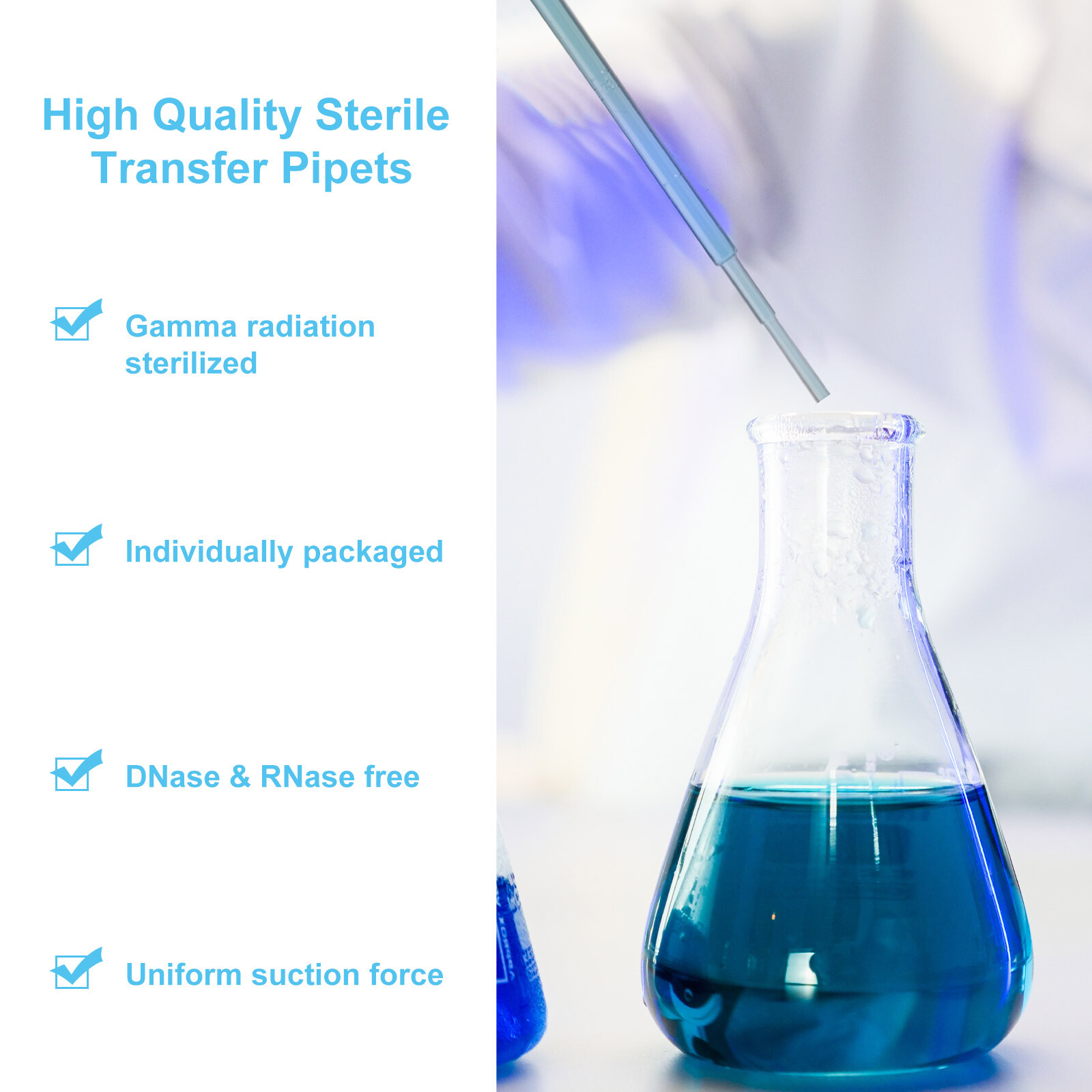 Biologix 1ml/3ml Transfer Pipets, Individually Wrapped, 500 /Pack, 2000/Case