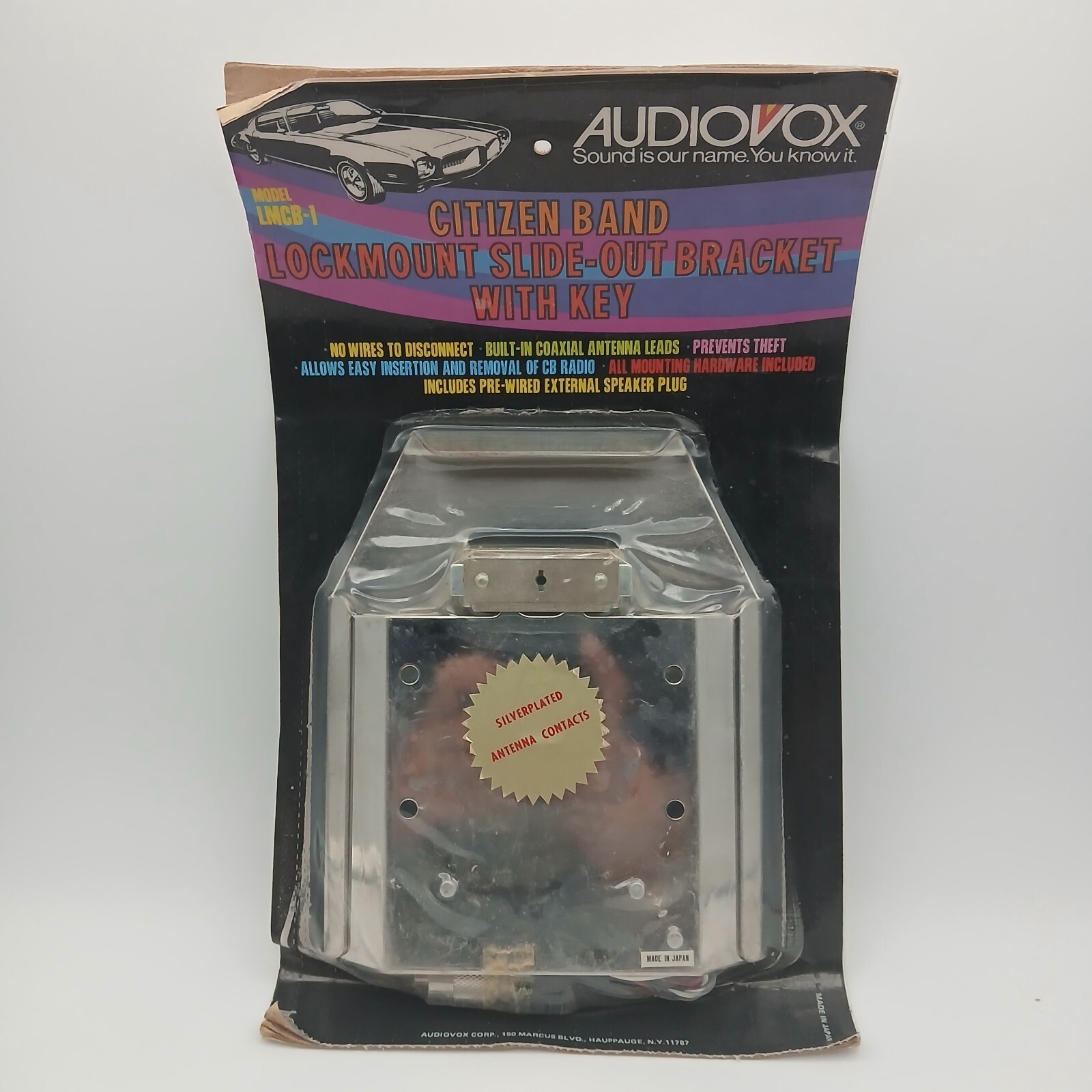 Vintage Audiovox Citizen Band CB Radio Slide Out Bracket with Key LMCB-1 New