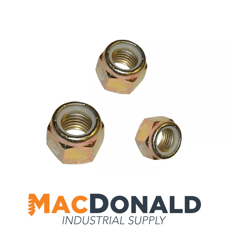 250 PC Coarse Nylon Insert Lock Nut Grade 8 Yellow Zinc Assortment