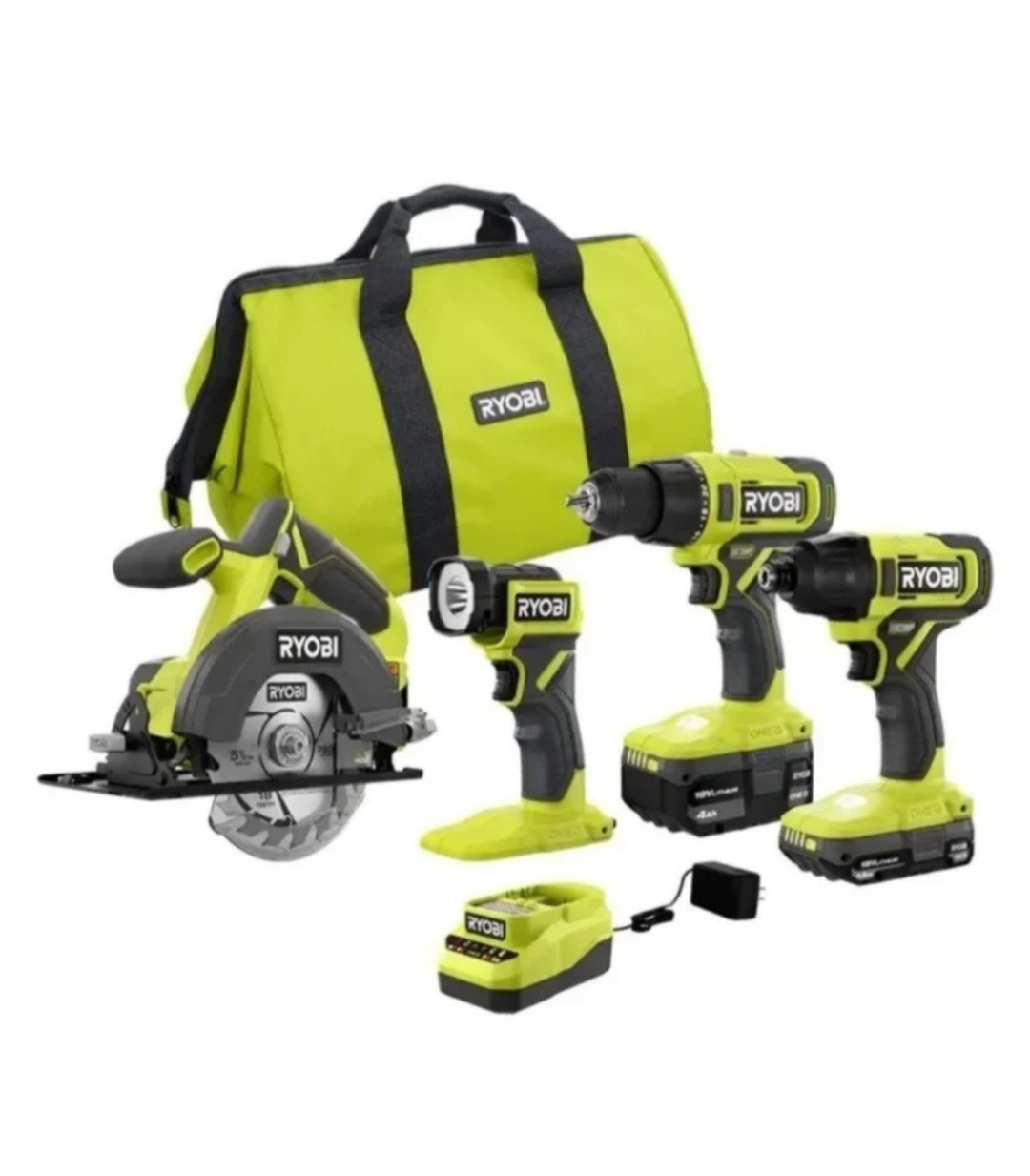 ⭐️NEW⭐️ RYOBI ONE+ 18V 4-Tool Combo Kit with 1.5 Ah Battery, 4.0 Ah Battery