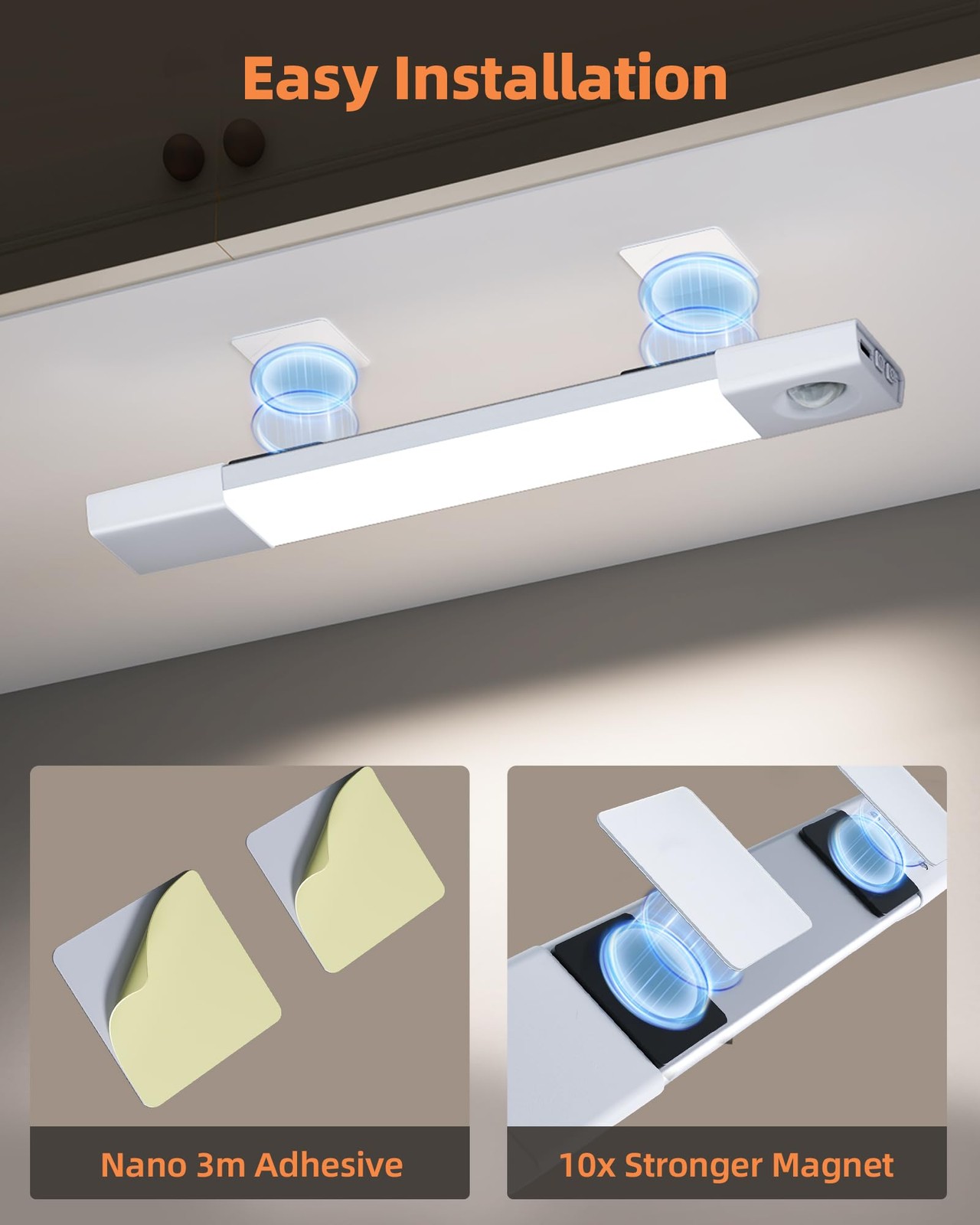 EZVALO 3 Pack 7” Motion Sensor Light Indoor, Wireless Under Cabinet Lighting,...