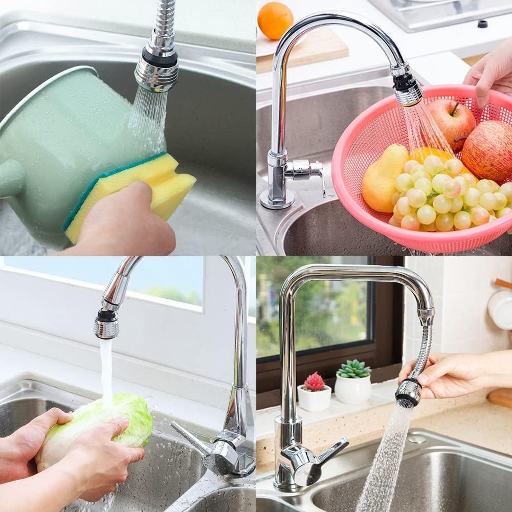 360° Faucet Extender Bendable Kitchen Sink Flexible Tap Spray Head Attachment 4p