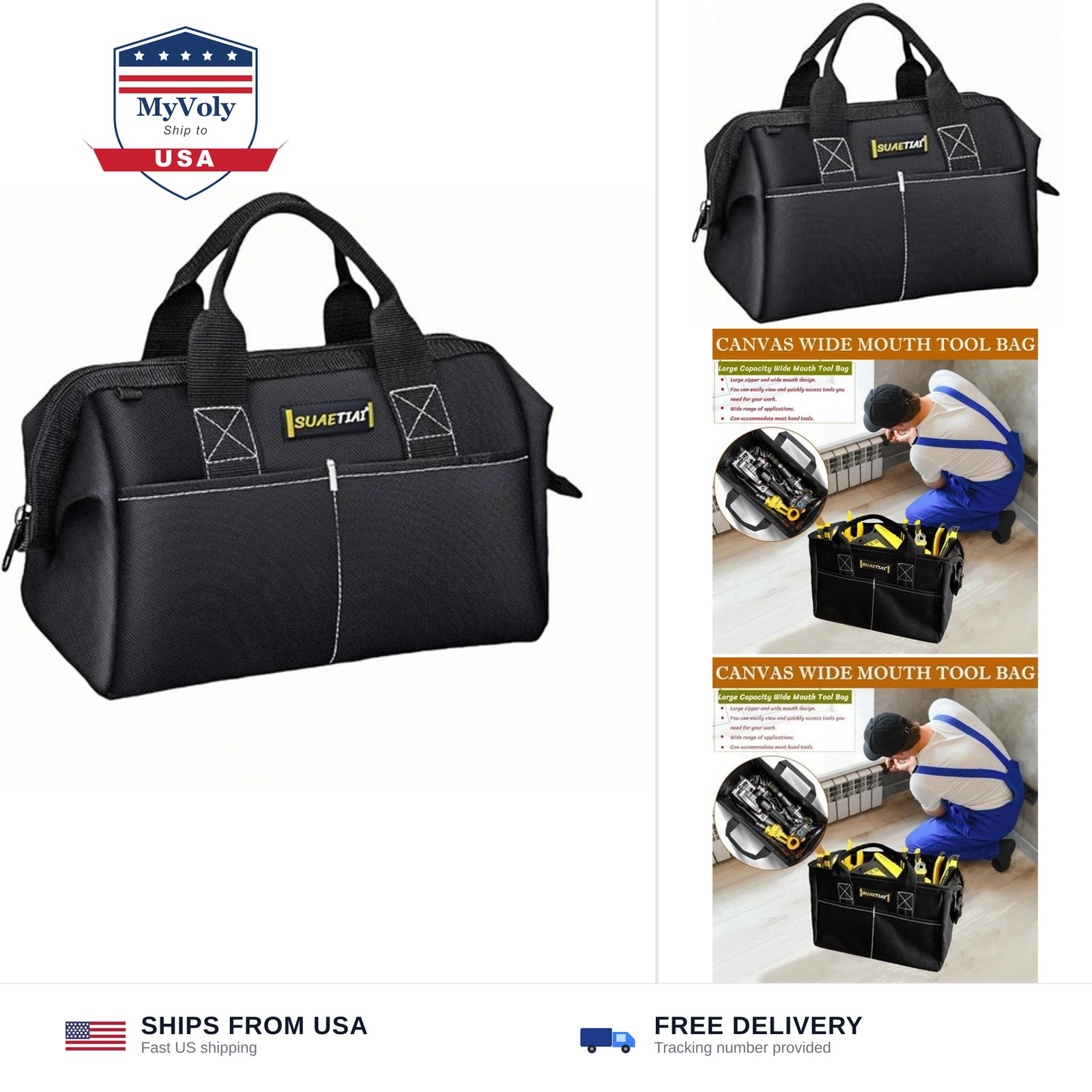 12 Inch Small Tool Bag for Men, Multi Pocket Small Tool Box, Canvas Tool Bags...