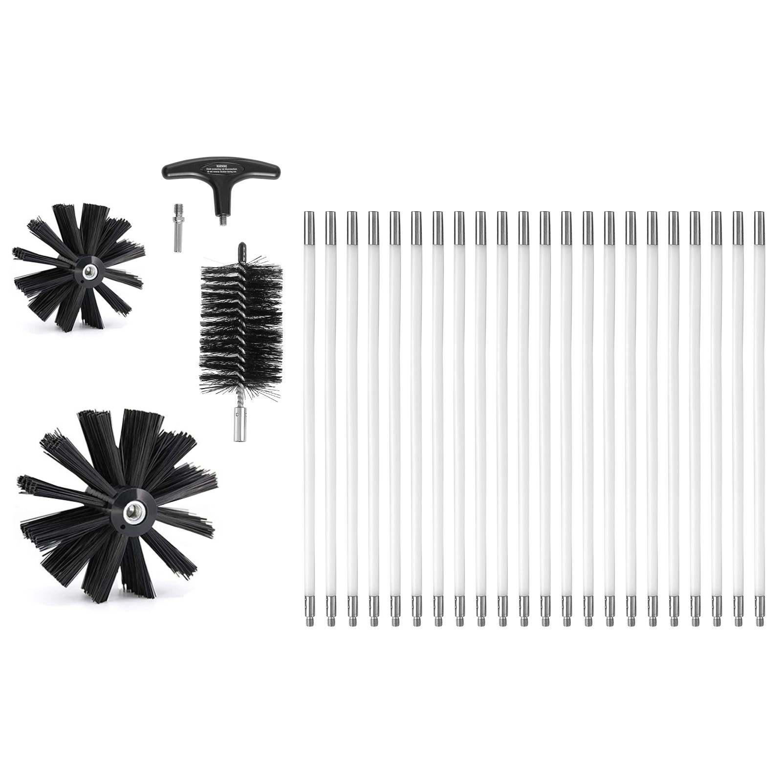 Uimoso 30 FT Dryer Vent Duct Cleaning Brush Kit Lint Remover w/ 3 Flexible Brush