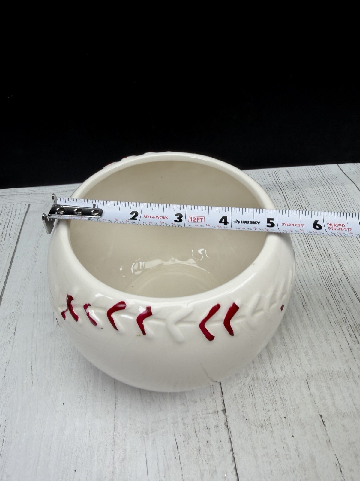 Burton + Burton Ceramic Baseball Planter Pot Raised Stitching